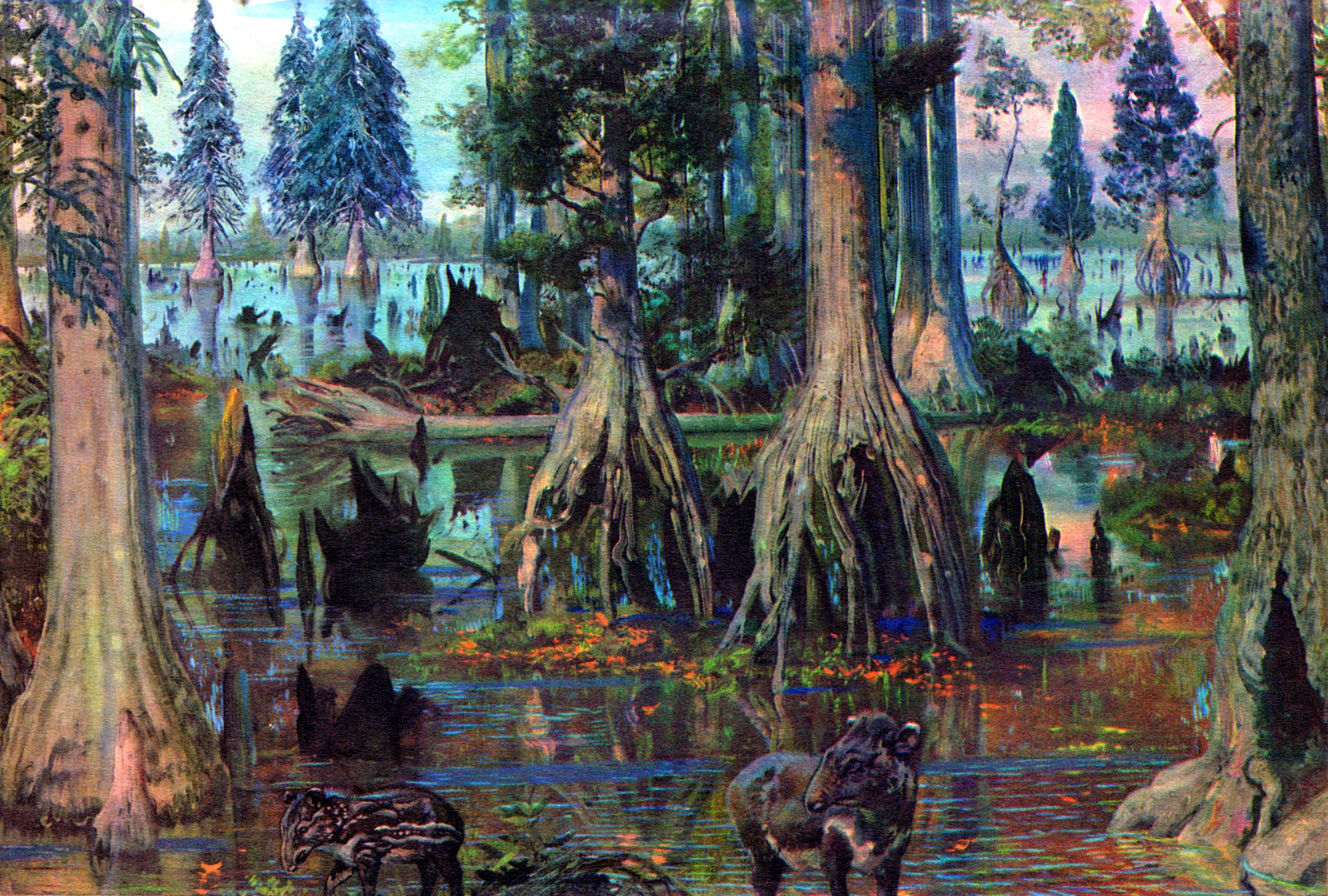 Zdenek Burian's Brown Coal Forest Painting HD Wallpaper