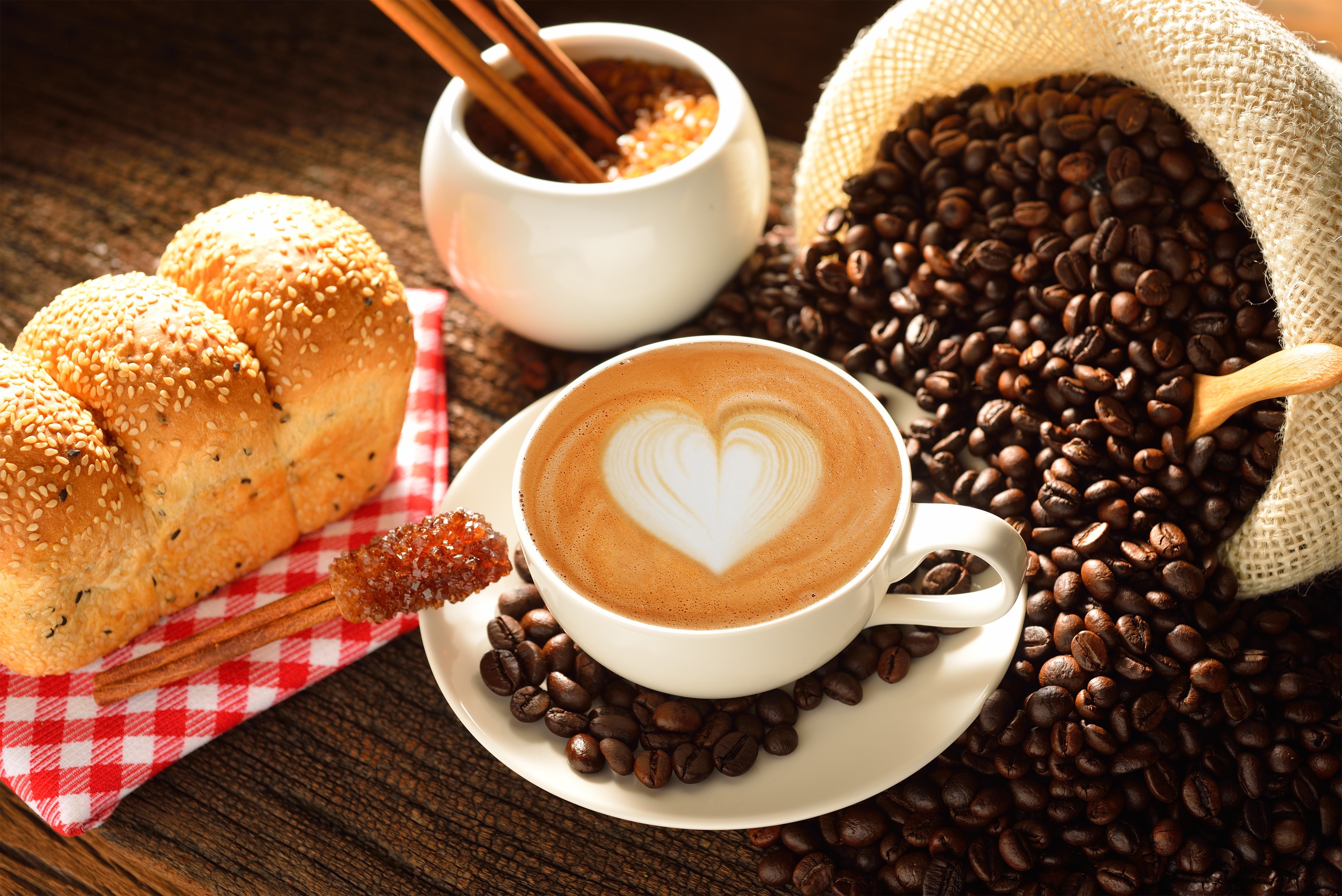Coffee with Buns and Sugar HD Wallpaper