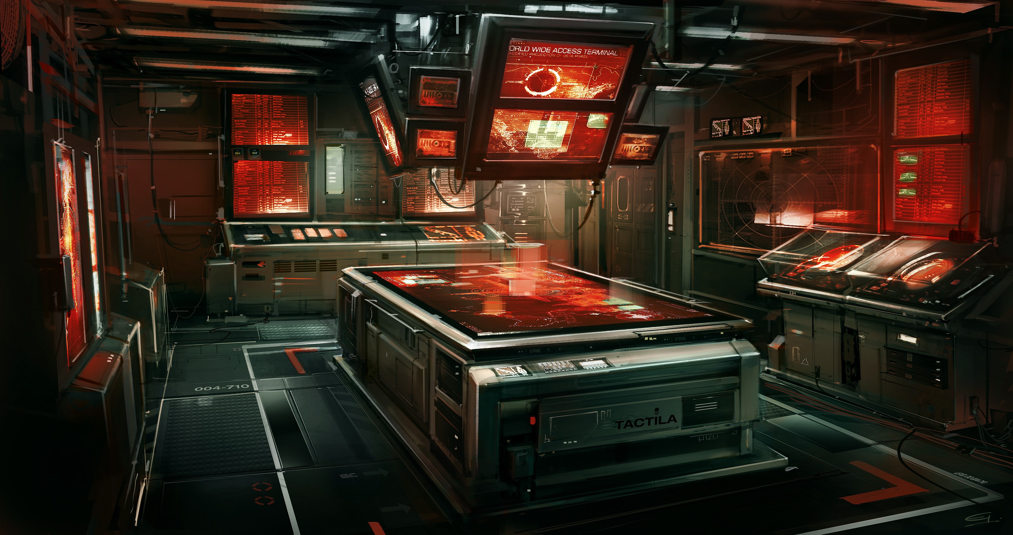 Deus Ex control room with holographic table HD Wallpaper