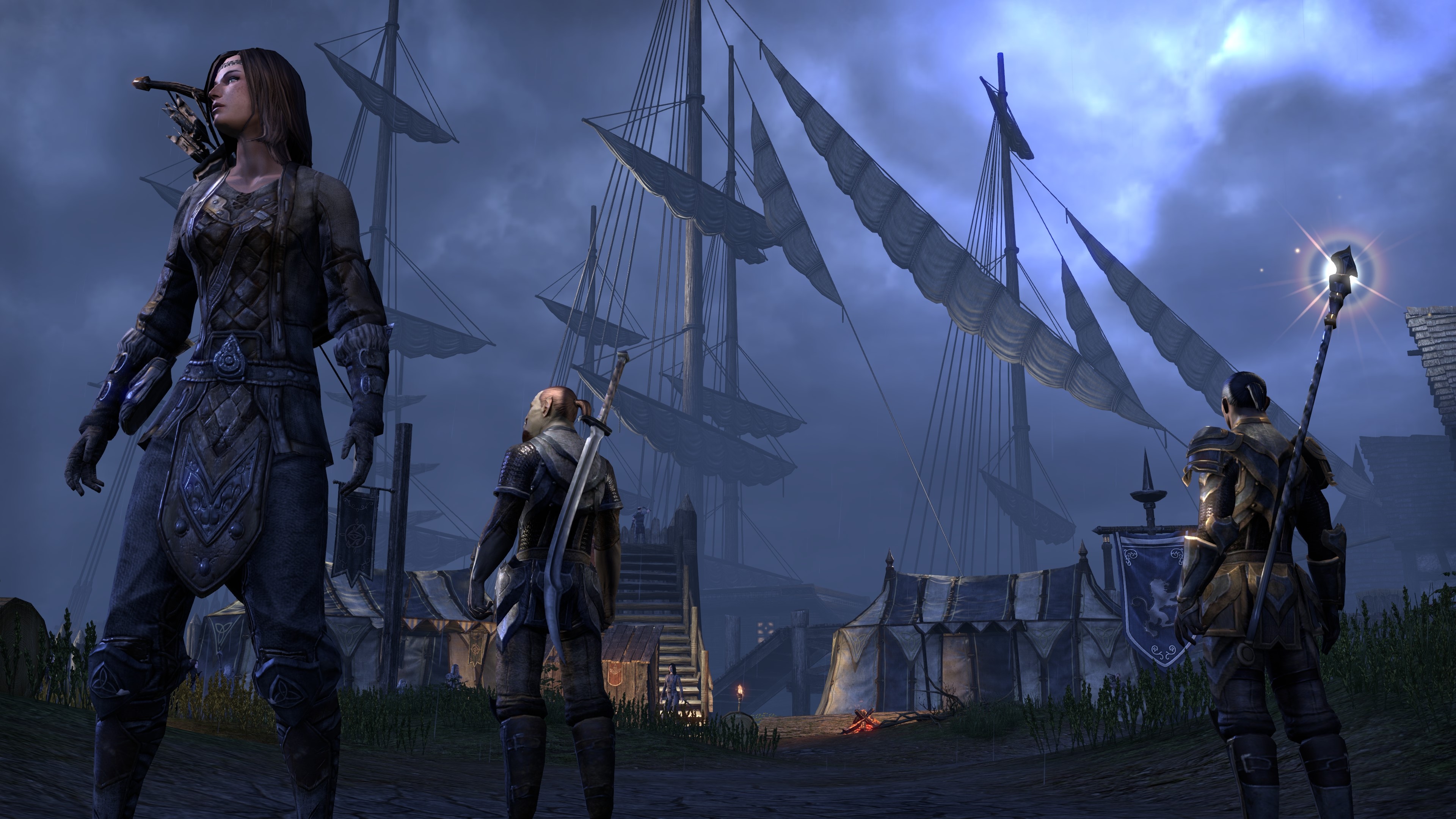 Warriors and Ships in The Elder Scrolls Online HD Wallpaper