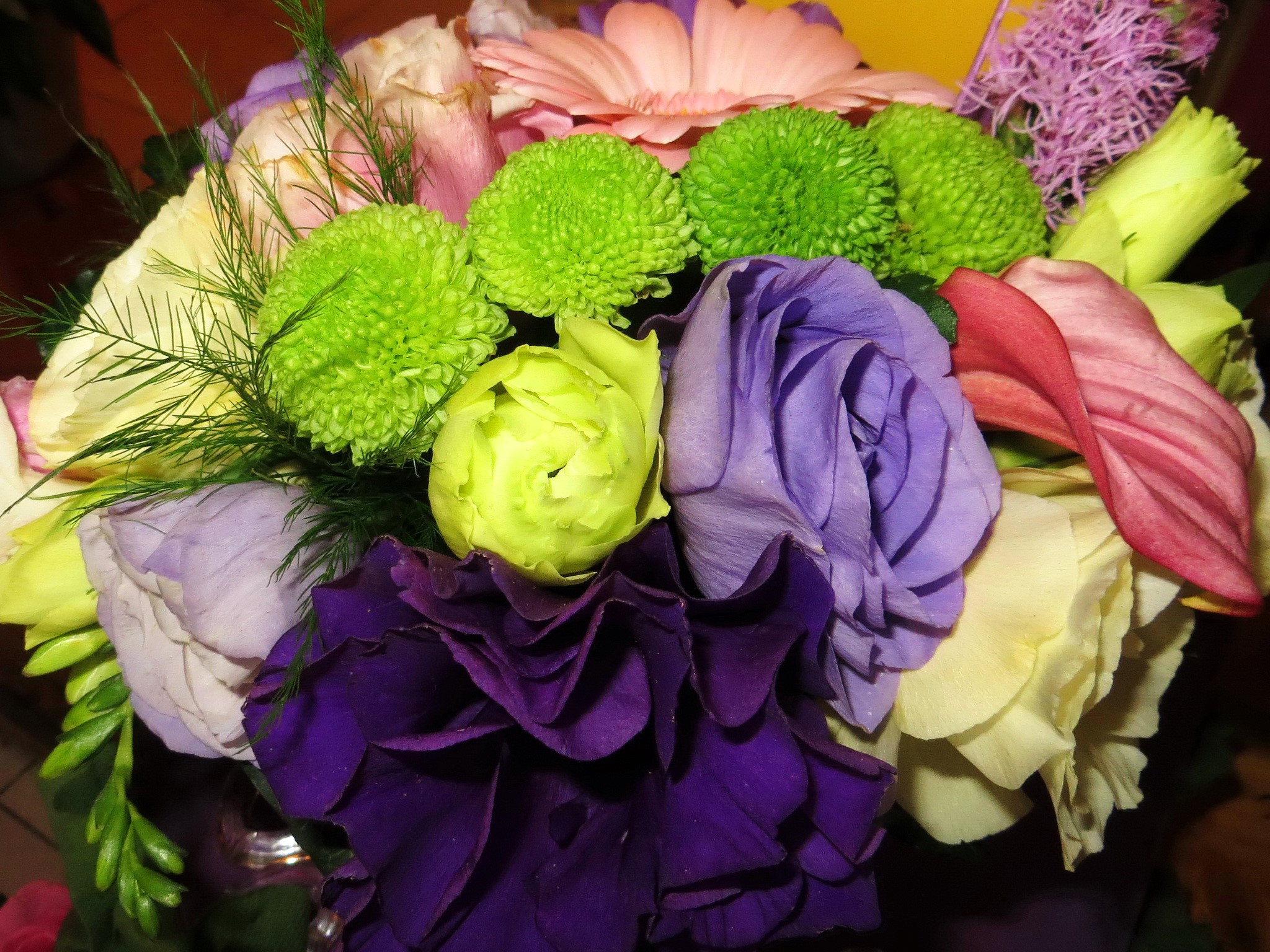 Bouquet of Roses, Eustoma, Chrysanthemums, and Callas HD Wallpaper