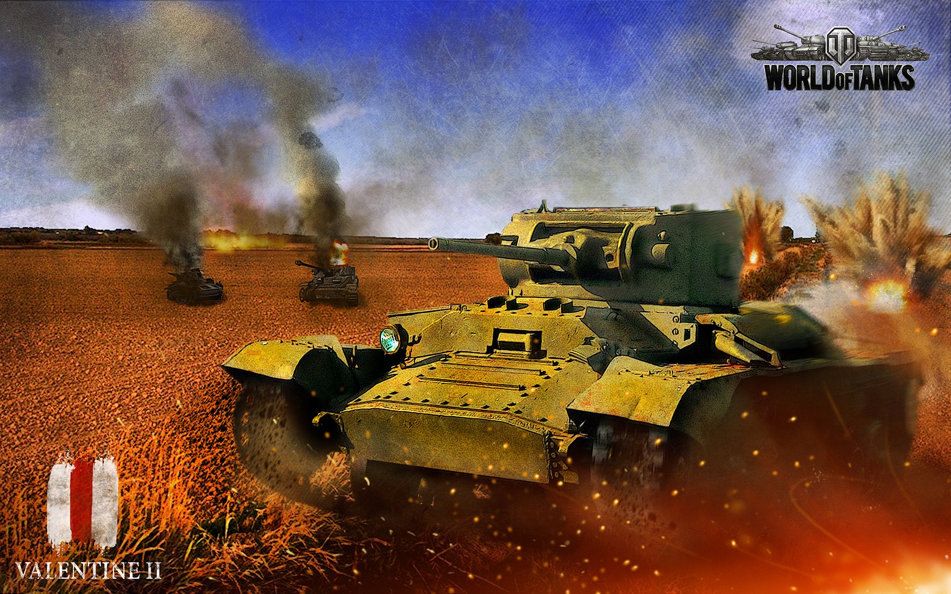 Valentine II tank in World of Tanks battle HD Wallpaper