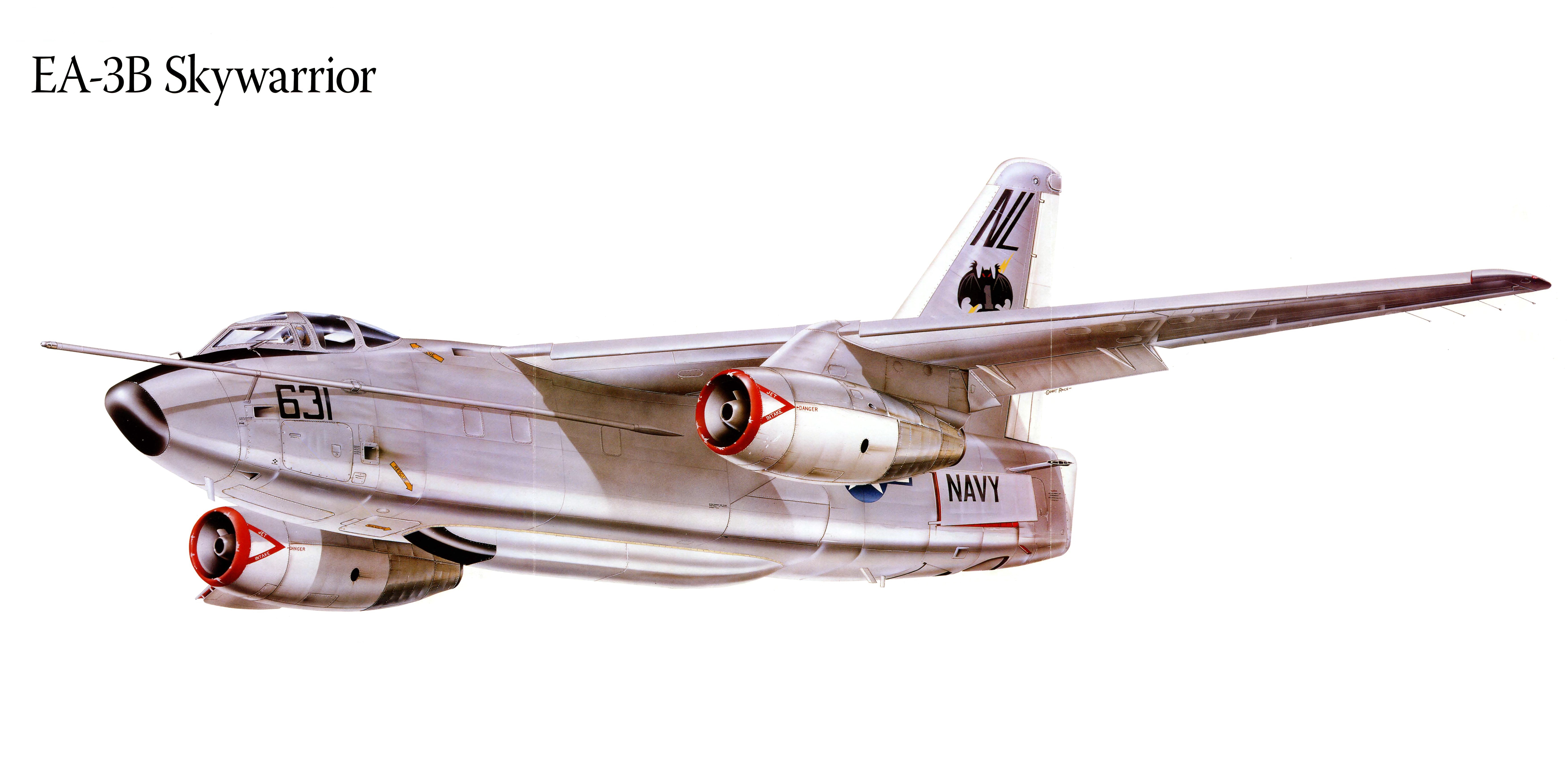 EA-3B Skywarrior Airplane Painting Art HD Wallpaper