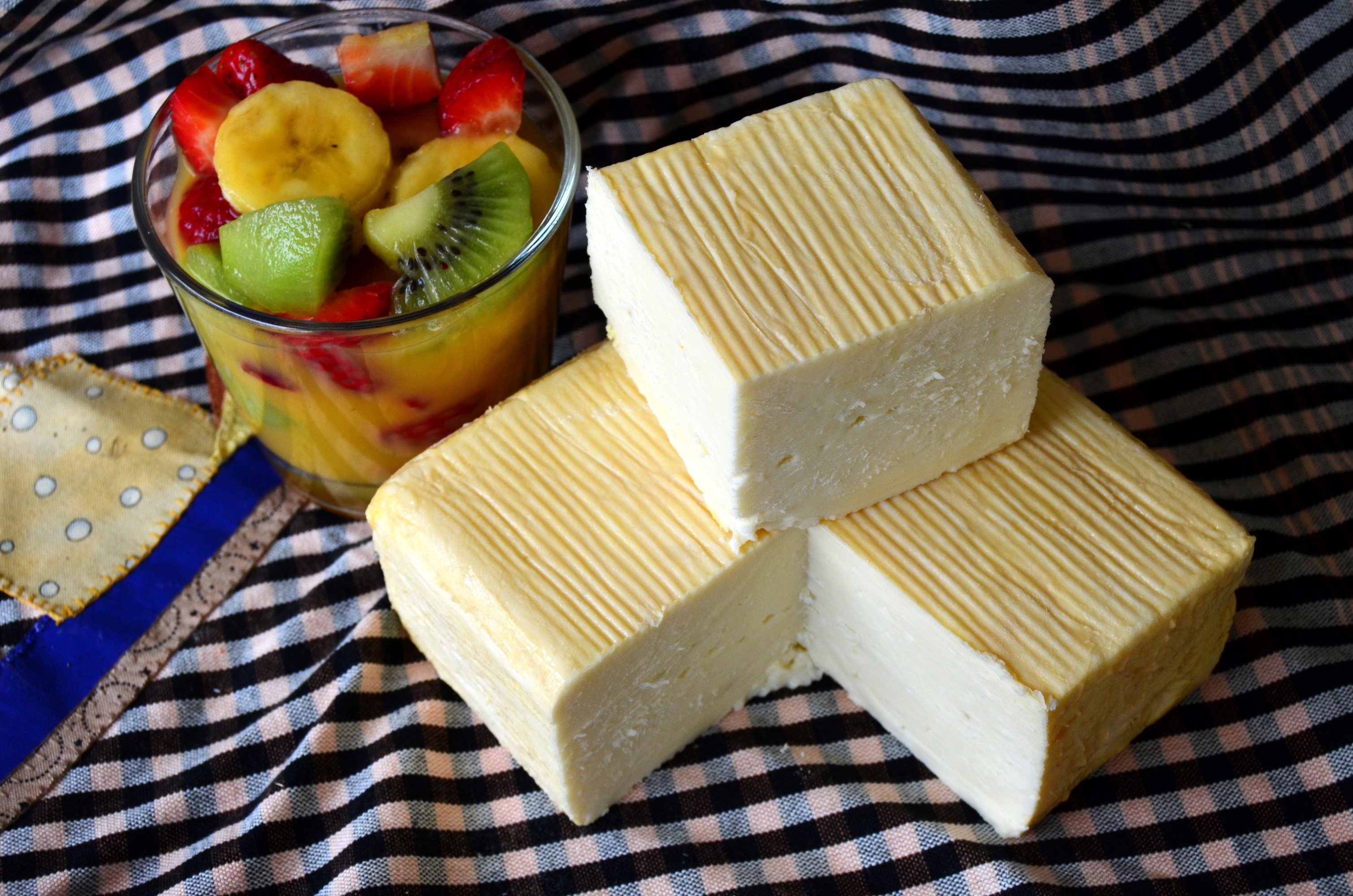 Cheese and fruit salad in a glass HD Wallpaper