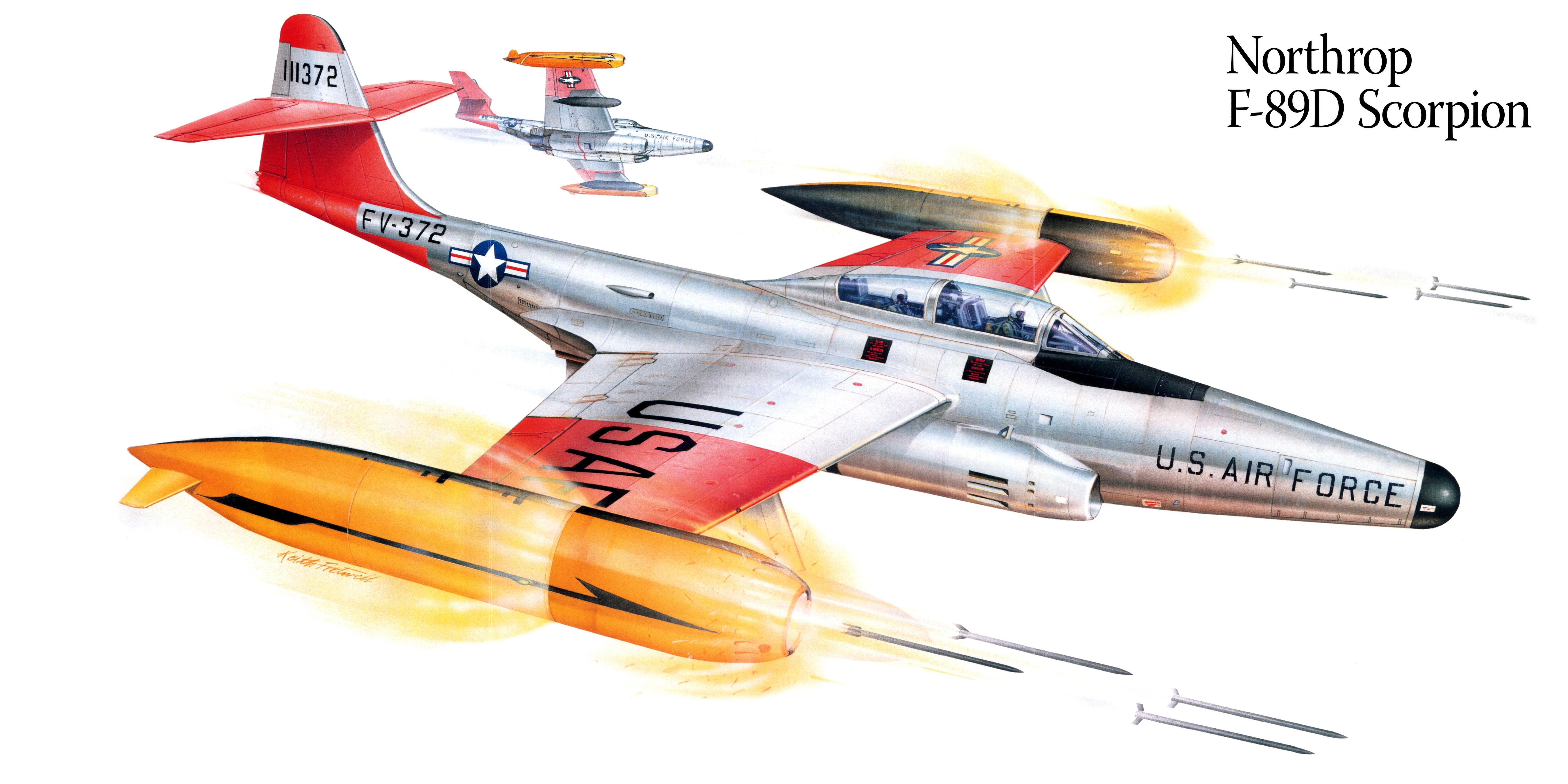 Northrop F-89D Scorpion Fighter Airplane Painting HD Wallpaper