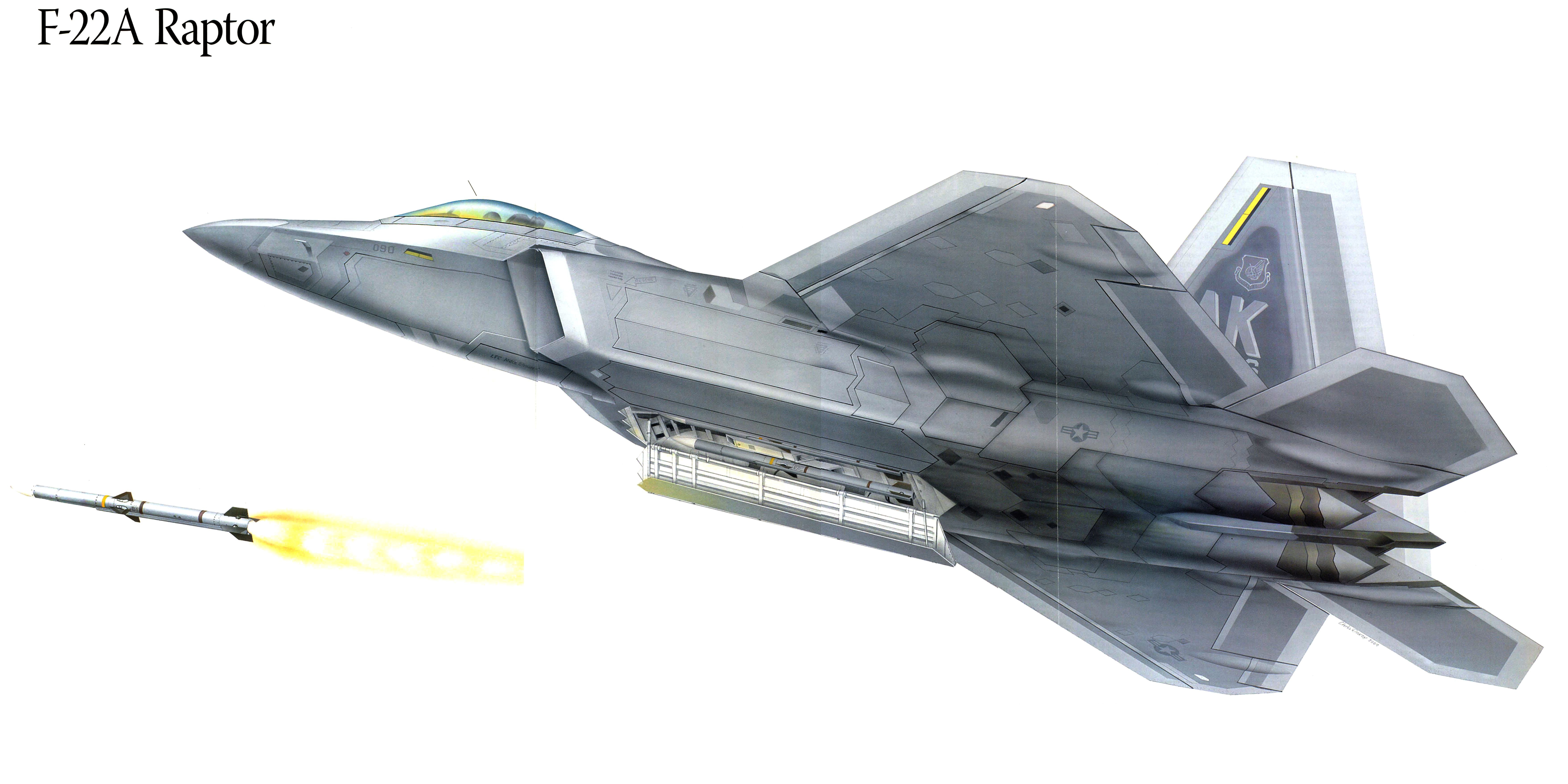 F-22A Raptor launching a missile HD Wallpaper