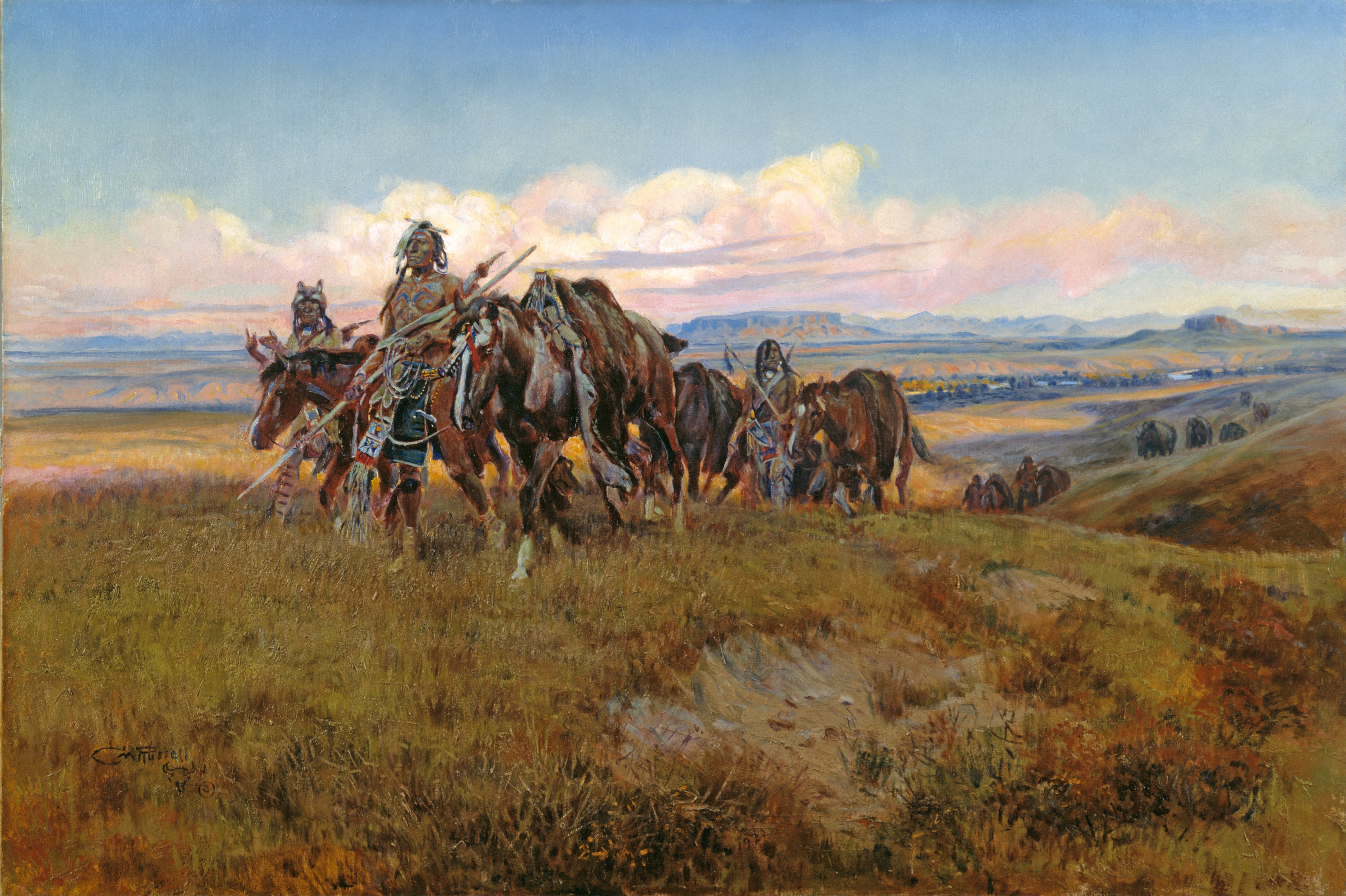 Charles Marion Russell's In the Enemy's Country HD Wallpaper