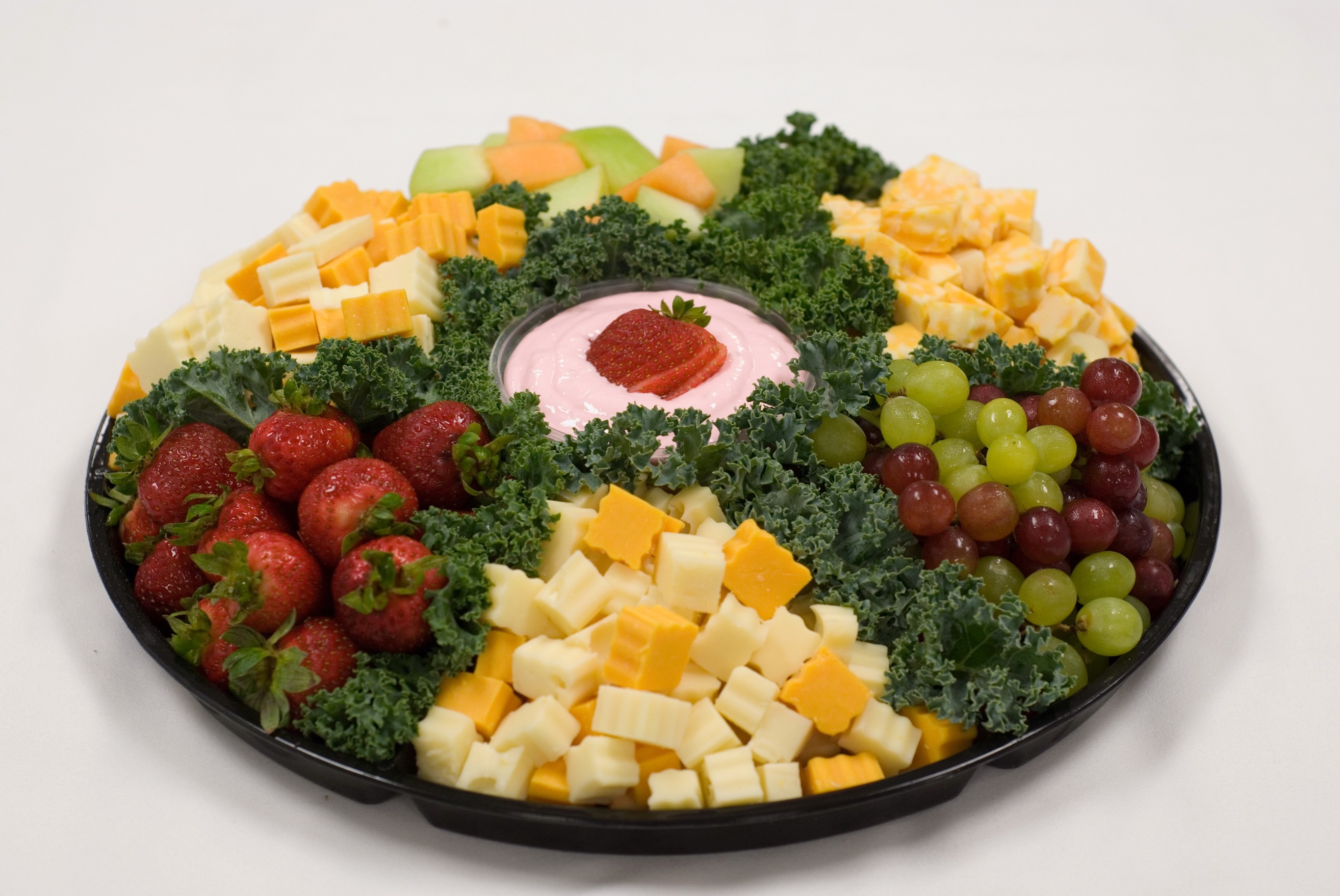 Fruit and cheese platter with dip HD Wallpaper
