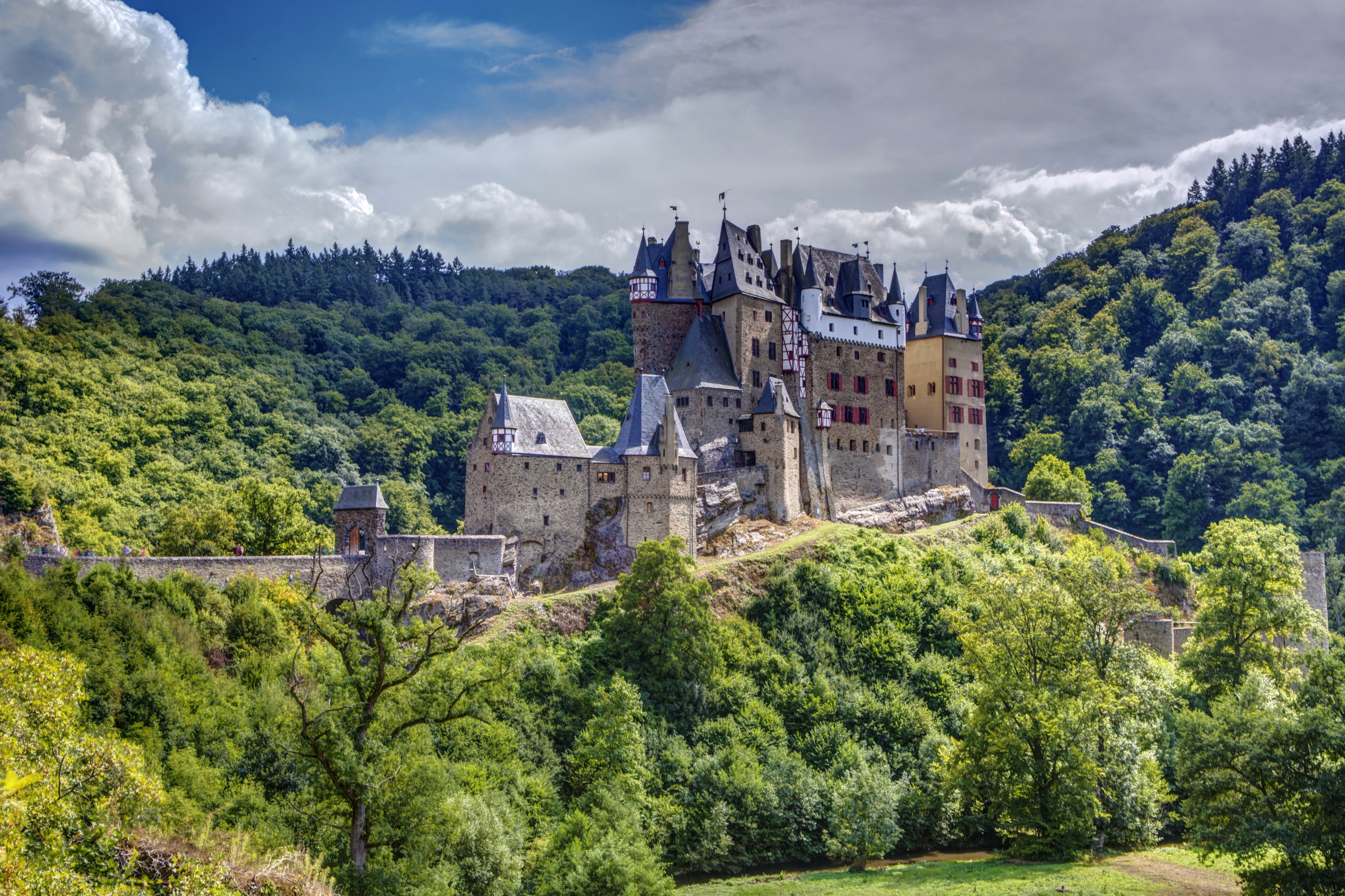 Eltz Castle in Germany surrounded by trees HD Wallpaper