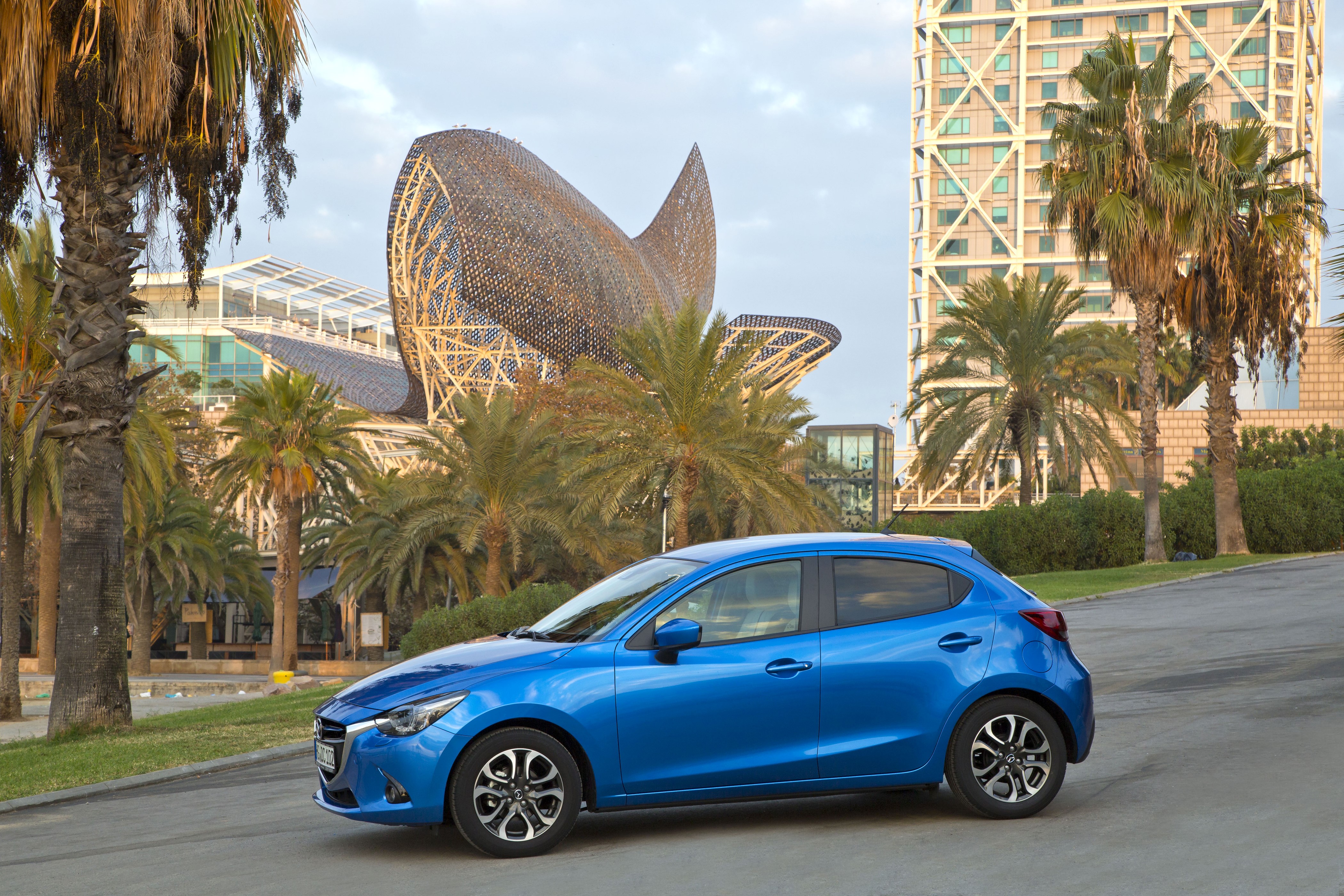 4K 2014 Mazda 2 Light Blue Metallic HD Wallpaper