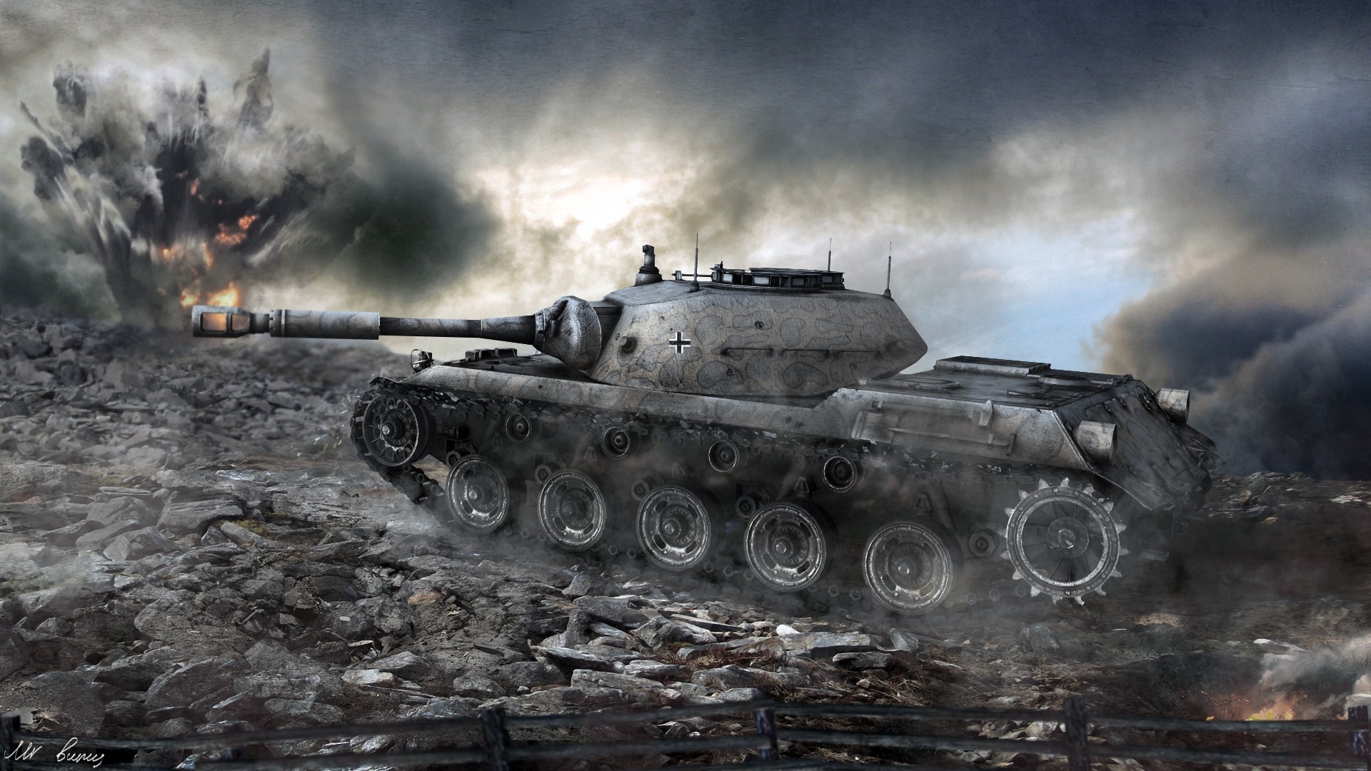 World of Tanks German tank in a warzone HD Wallpaper