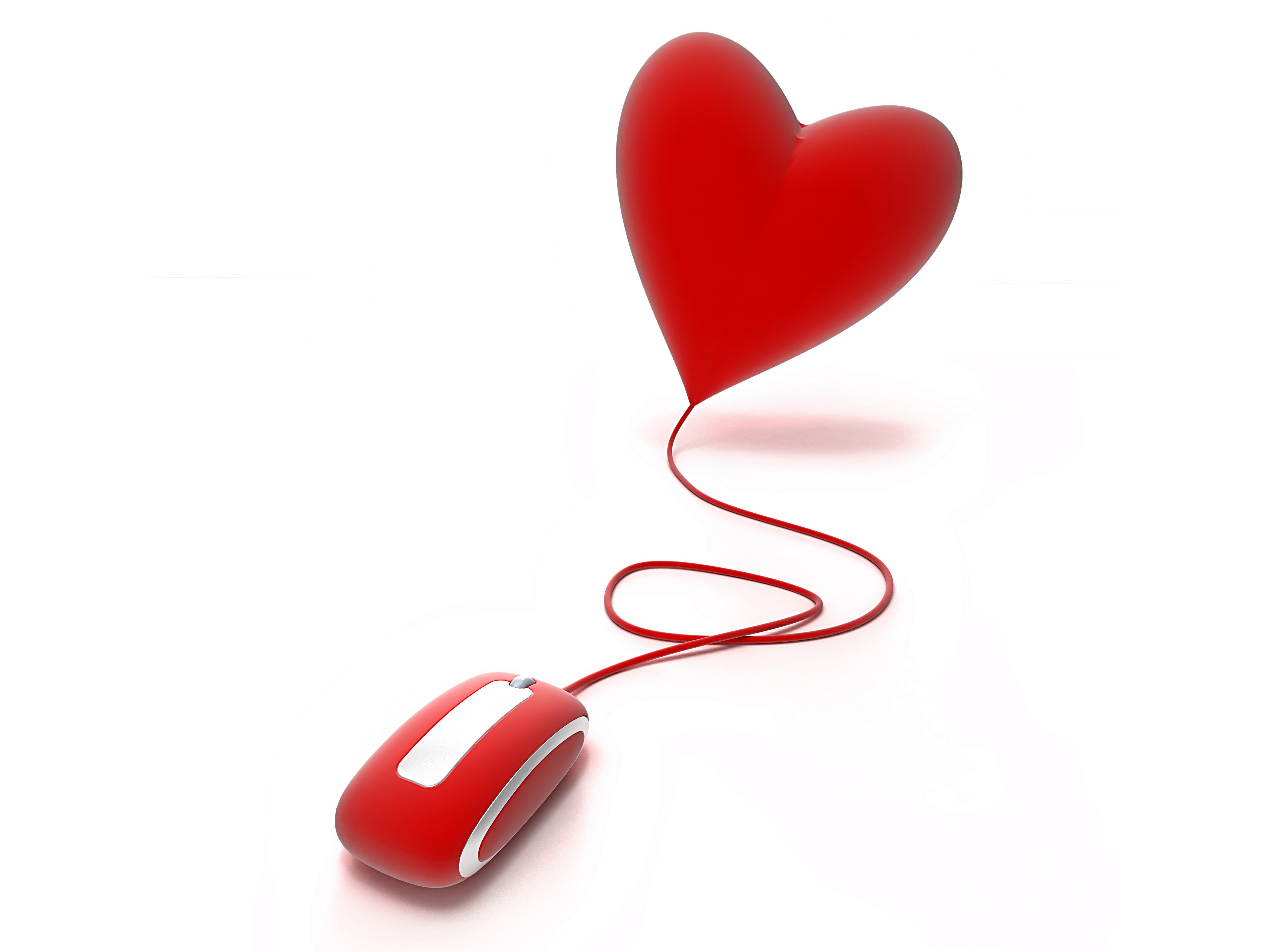 Red Heart Connected to Computer Mouse HD Wallpaper