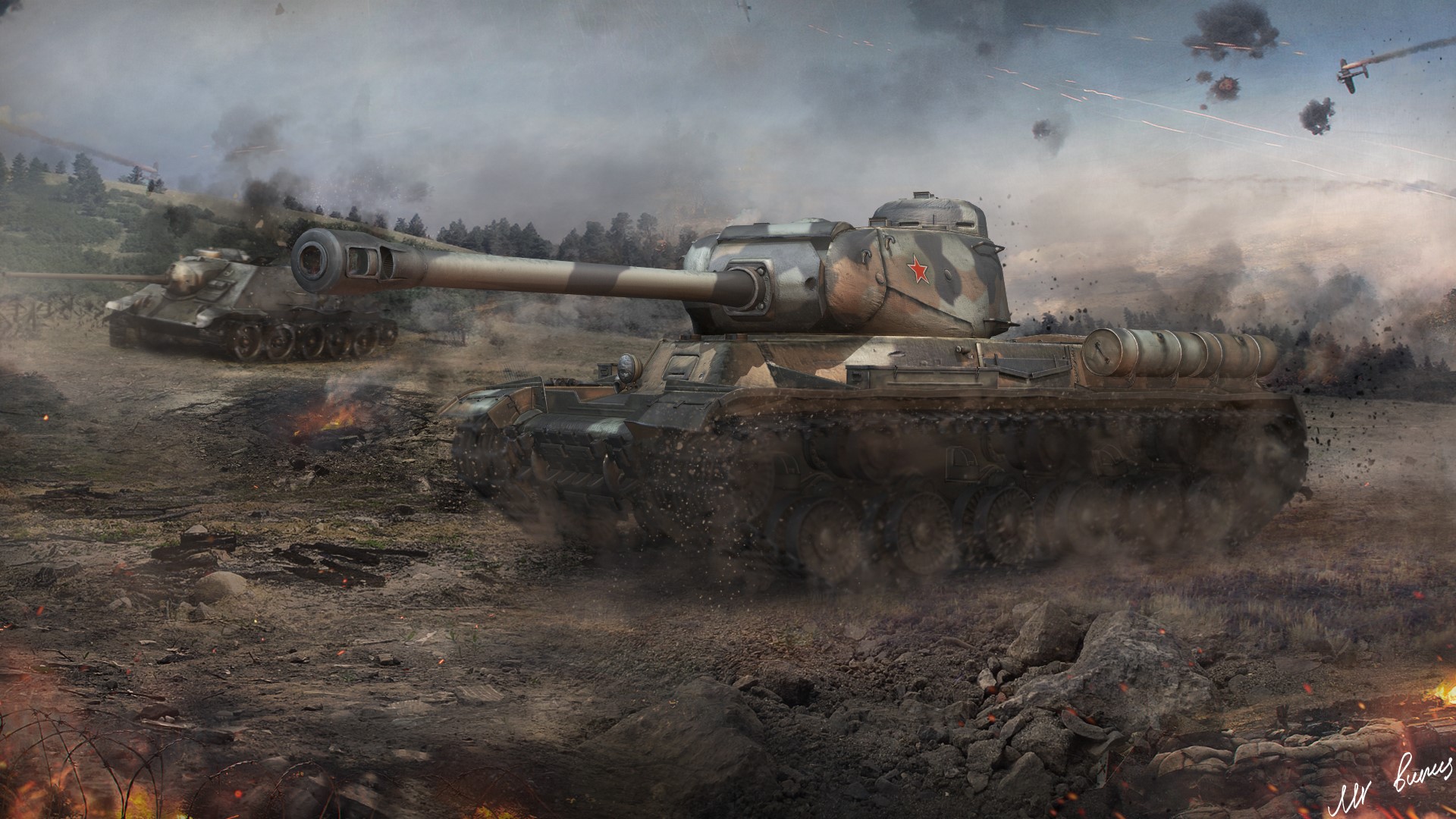 IS-1 Tank in World of Tanks Battle HD Wallpaper
