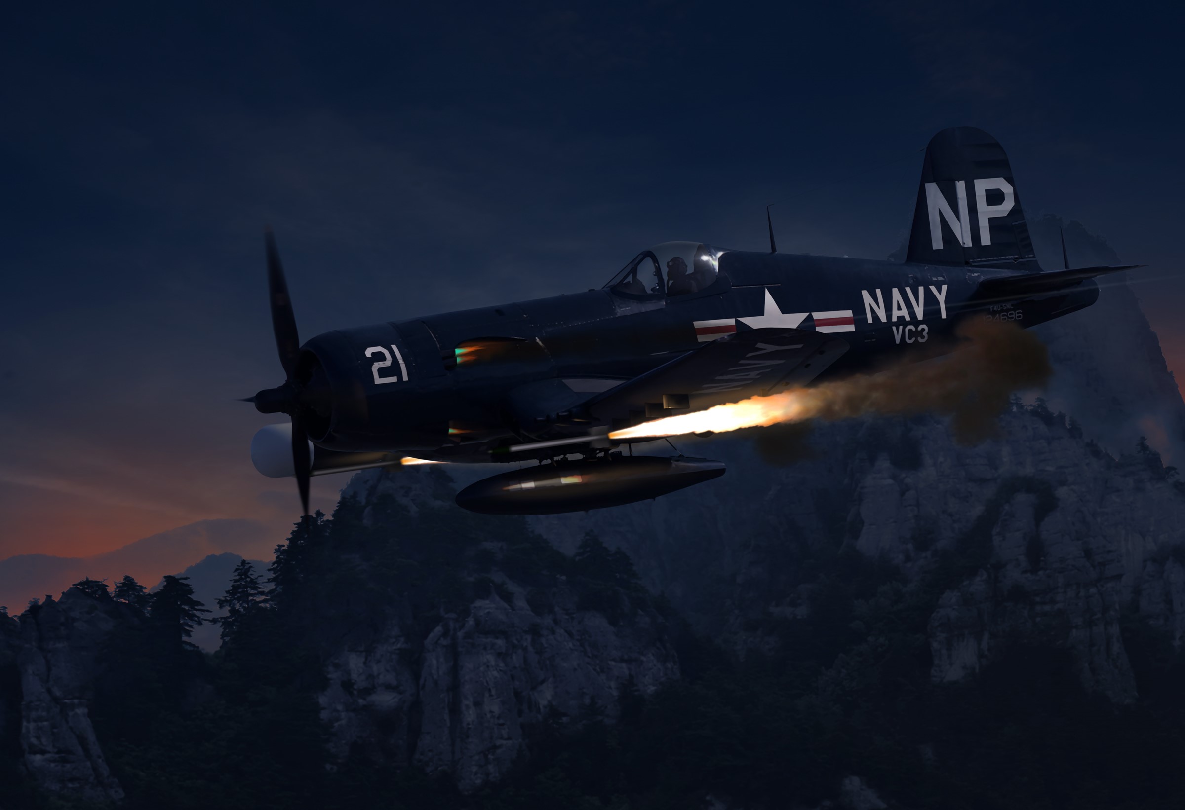 US Navy F4U5-NL Corsair of VC3 during Korean Conflict HD Wallpaper