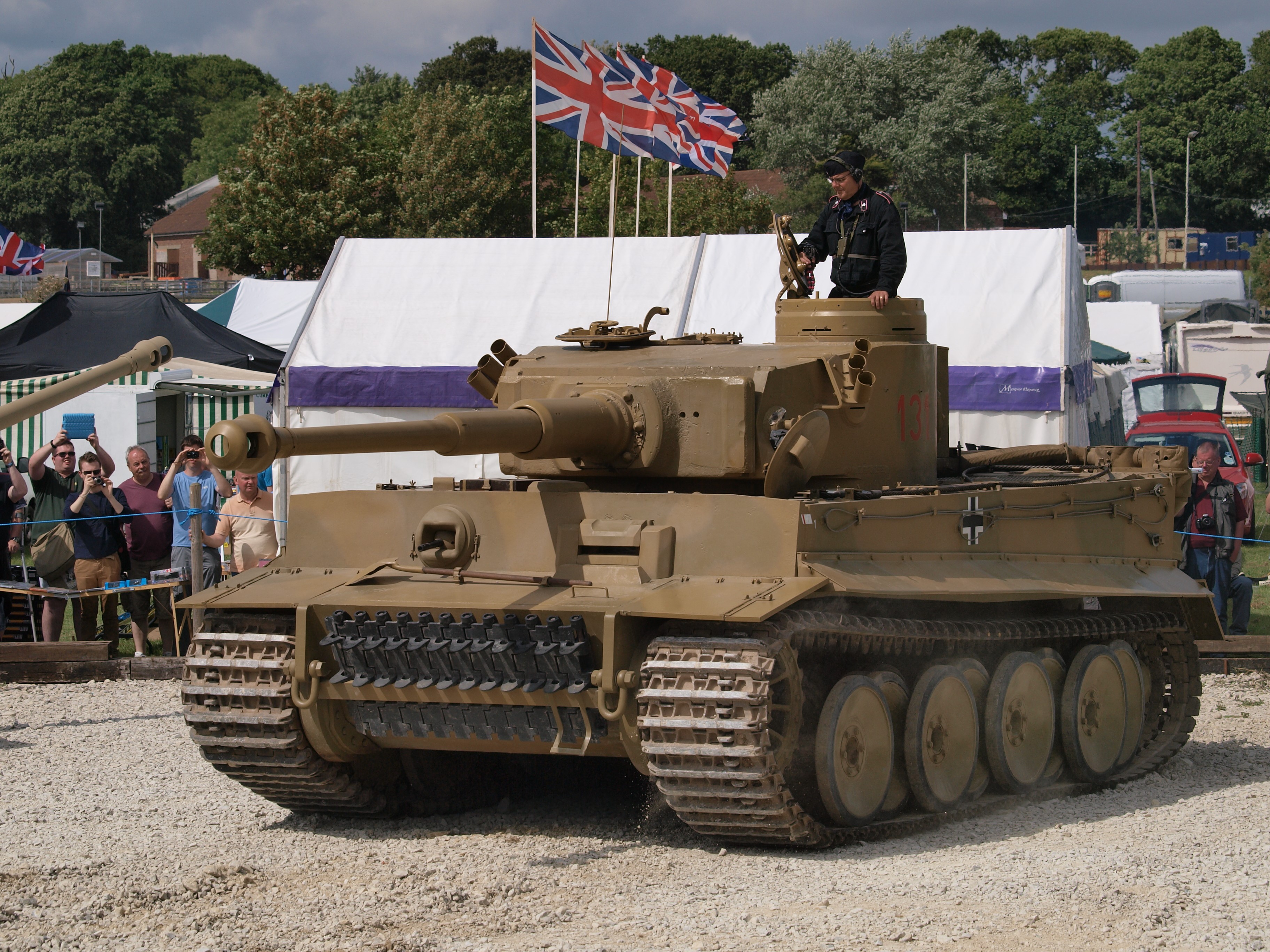 Tiger tank with crew and spectators at an event HD Wallpaper