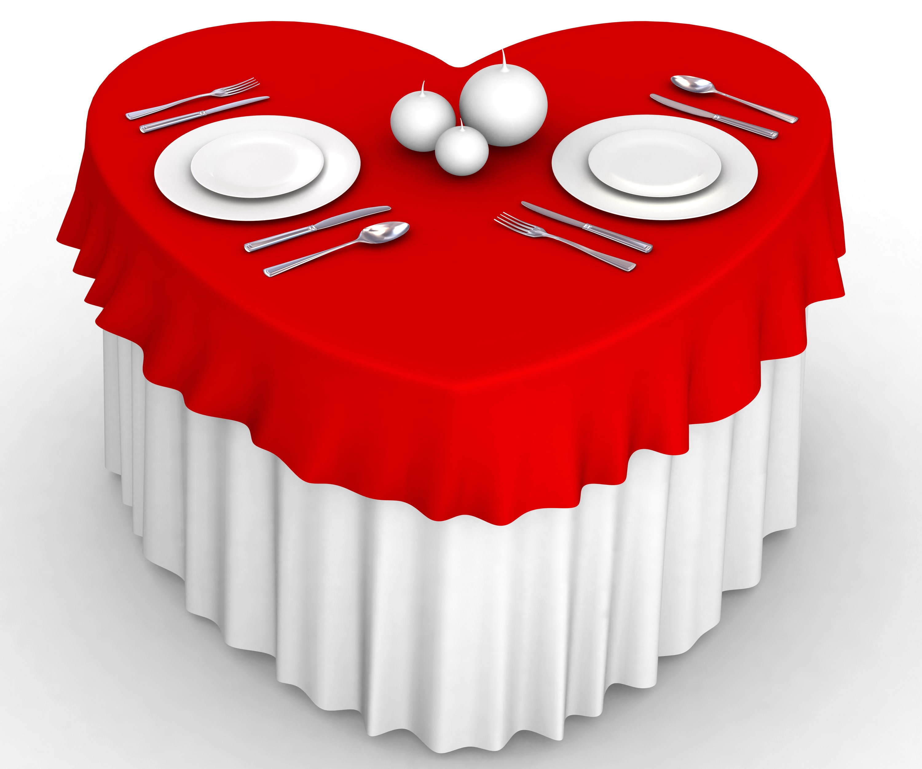 Heart-shaped table set for two with candles HD Wallpaper