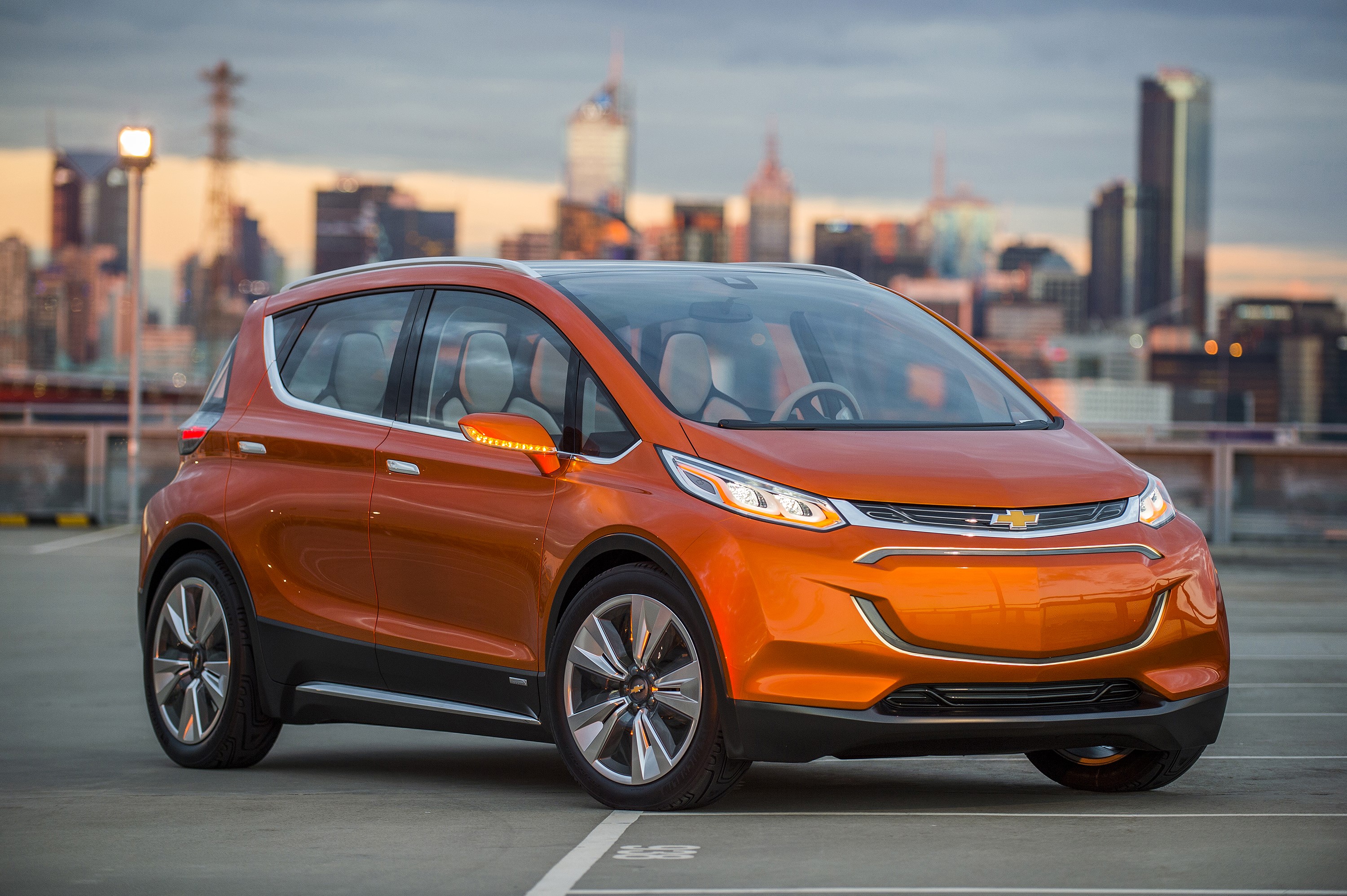 Orange Chevrolet Bolt EV concept car HD Wallpaper