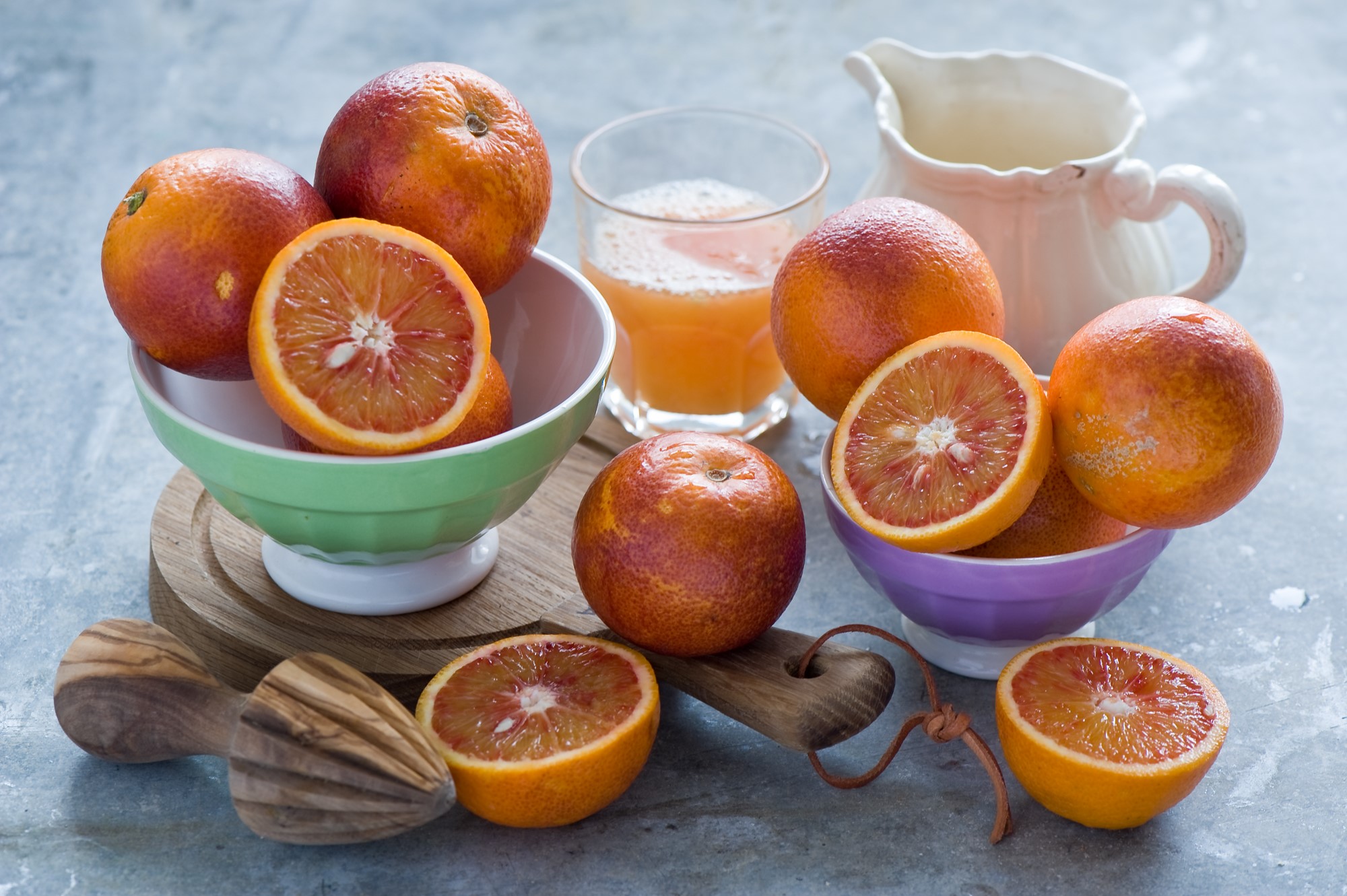 Blood Oranges and Juice with Juicer HD Wallpaper