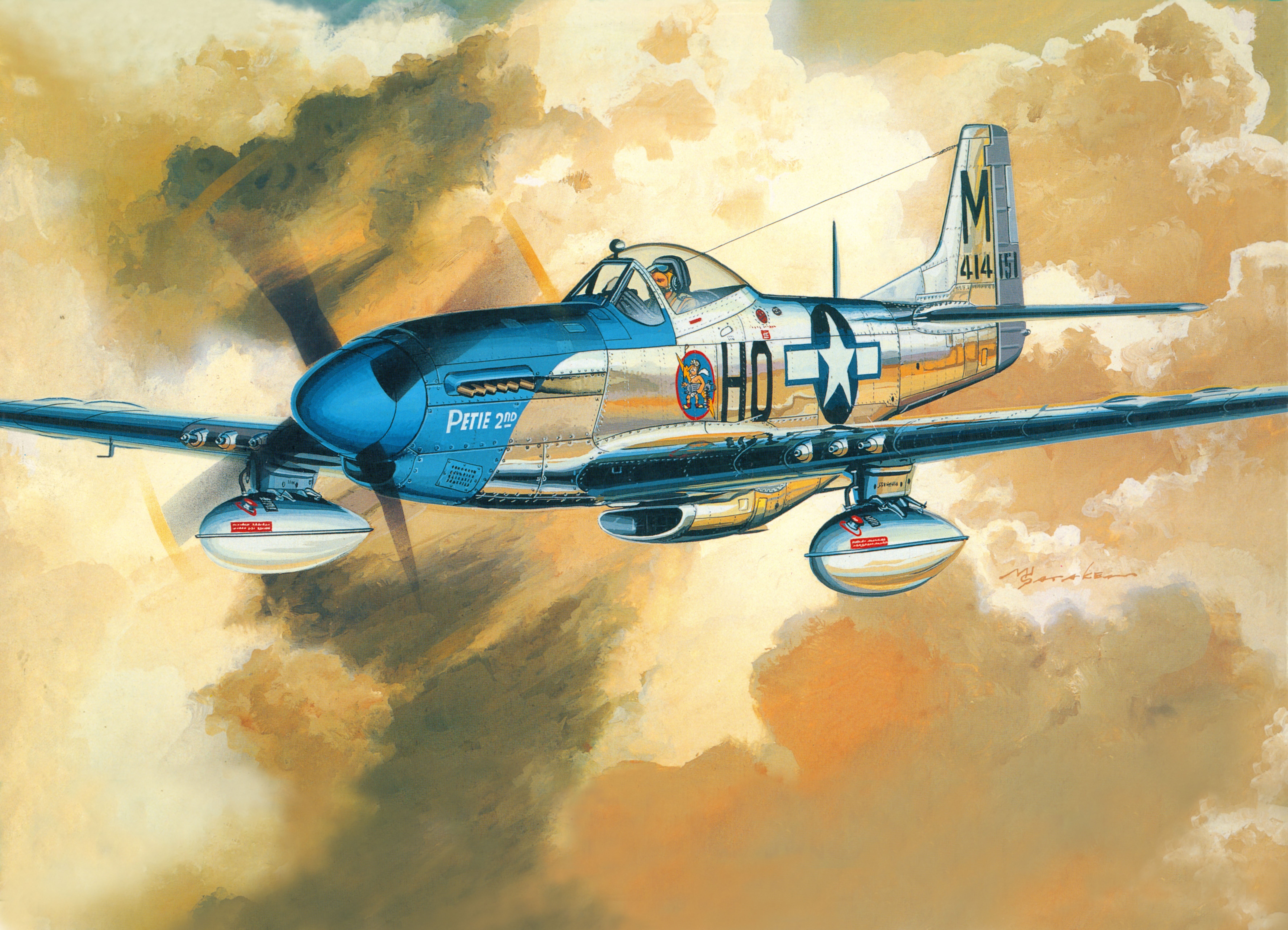 P-51D Mustang "Petie 2nd" painting HD Wallpaper