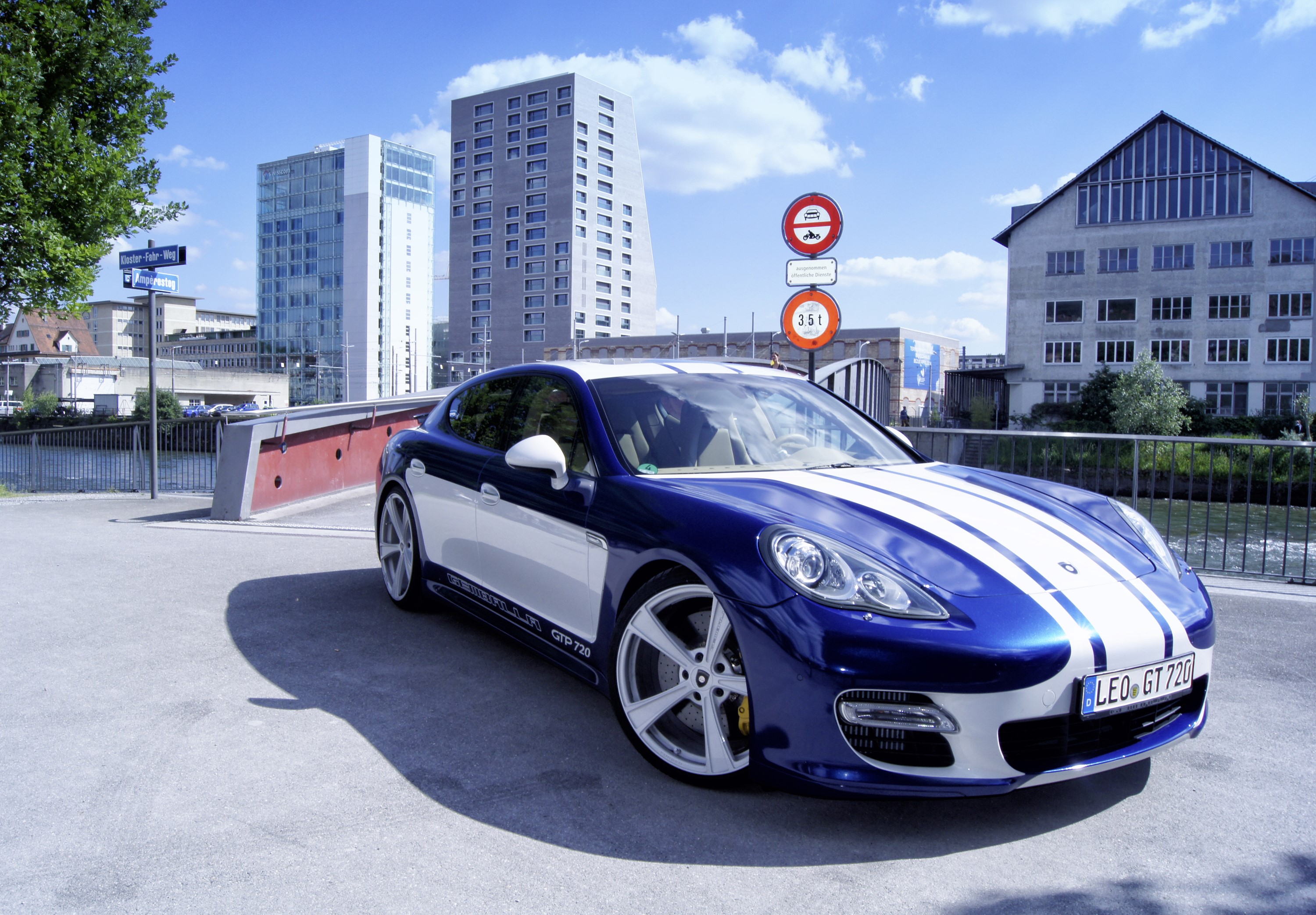 Gemballa GTP 720 (Porsche Panamera) on a bridge HD Wallpaper