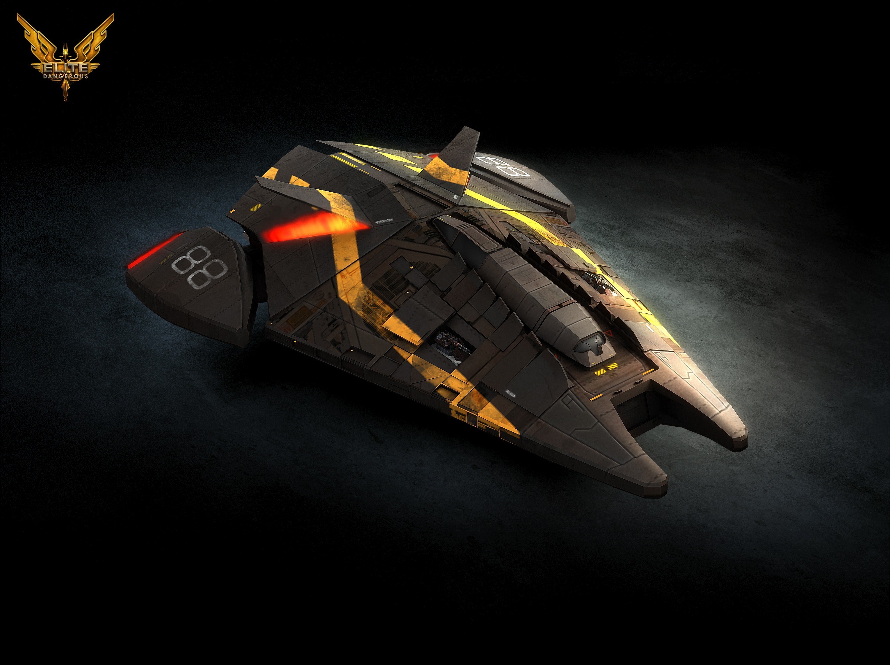 Elite: Dangerous starship with yellow markings HD Wallpaper