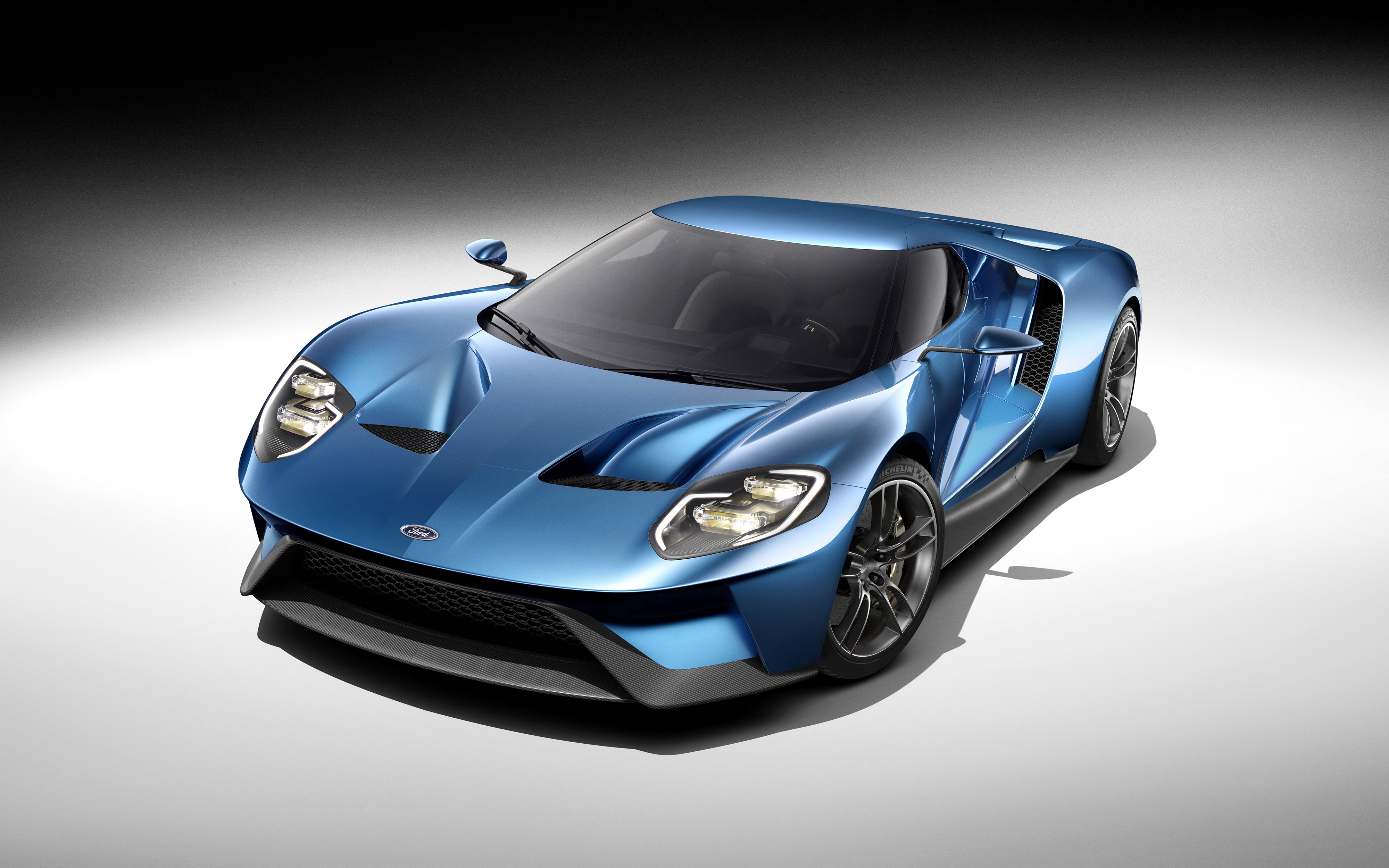 4K Metallic Light Blue Ford GT HD Wallpaper