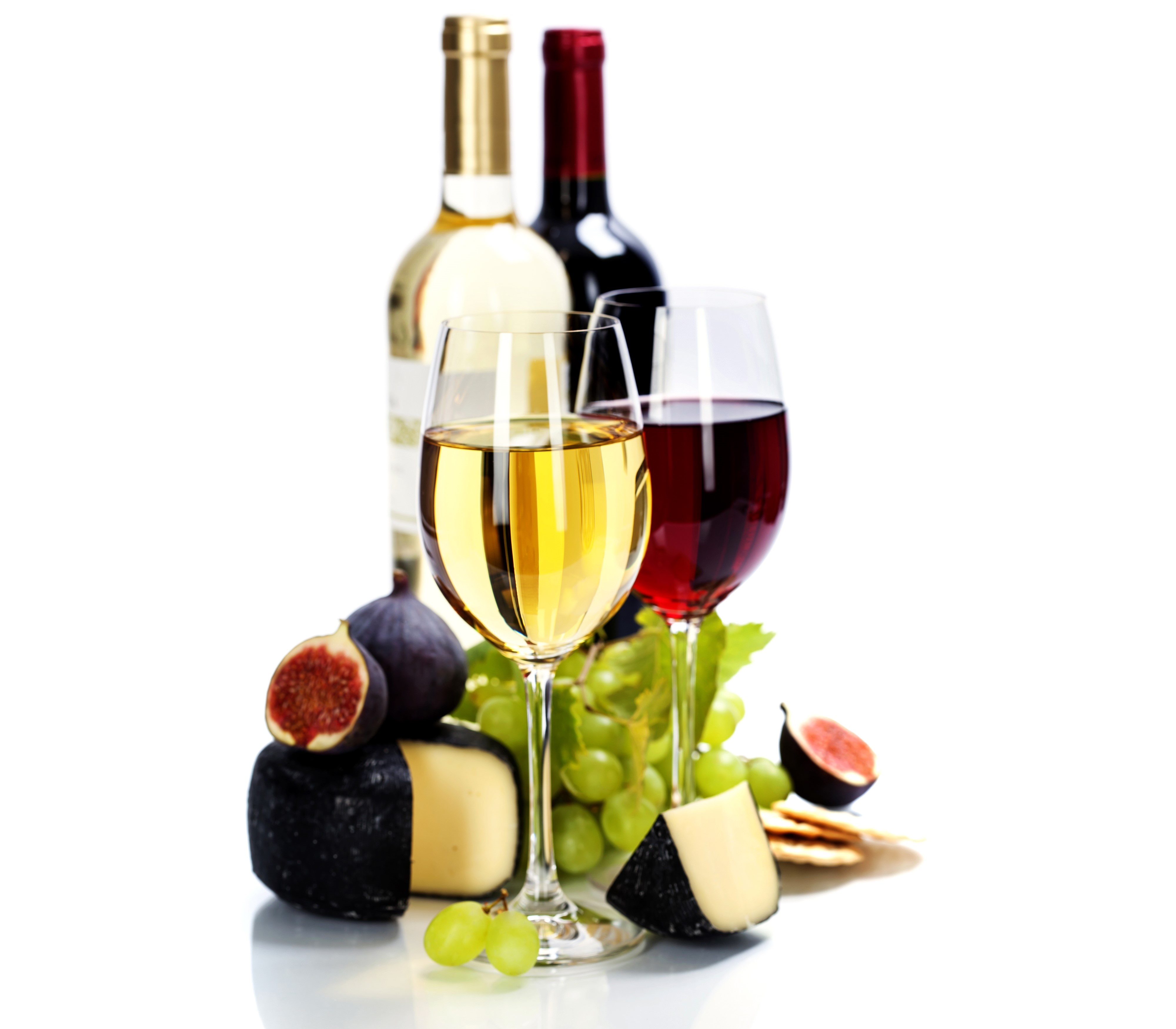 Wine and Cheese Platter with Grapes and Figs HD Wallpaper