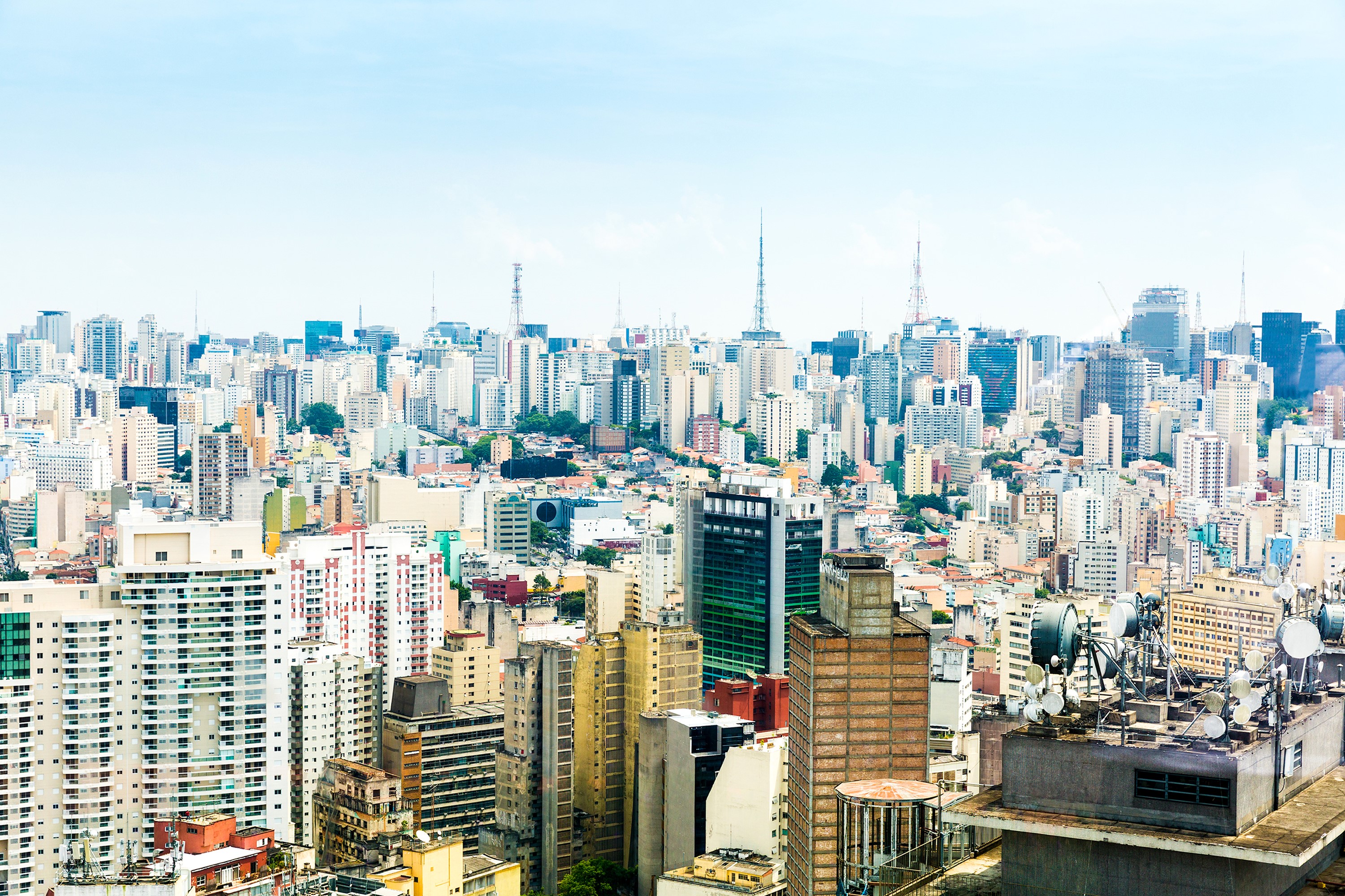 Sao Paulo Megapolis Skyline with Buildings and Antennas HD Wallpaper