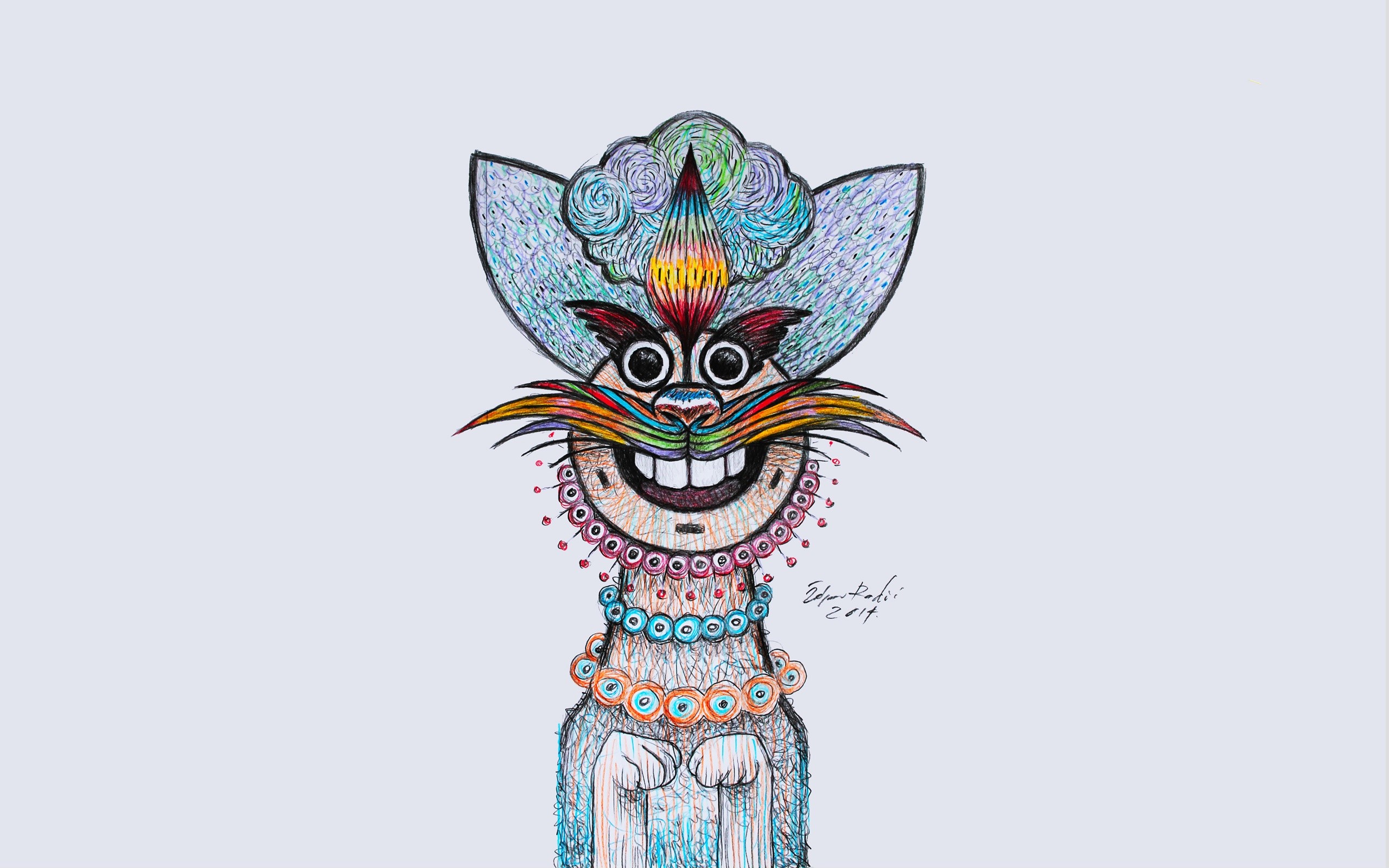 Colorful Cat-like Character Drawing HD Wallpaper
