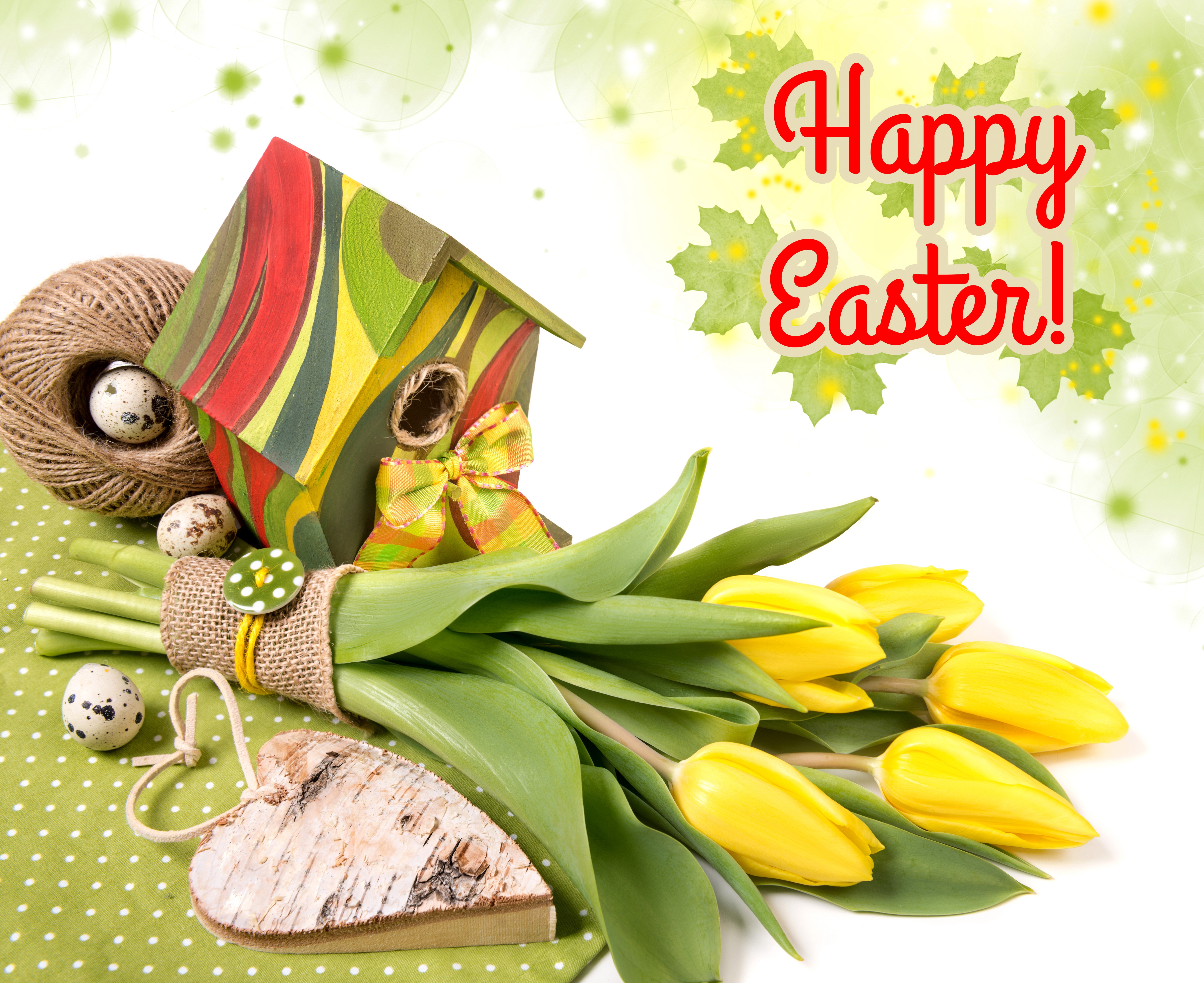 Happy Easter Tulips and Eggs HD Wallpaper