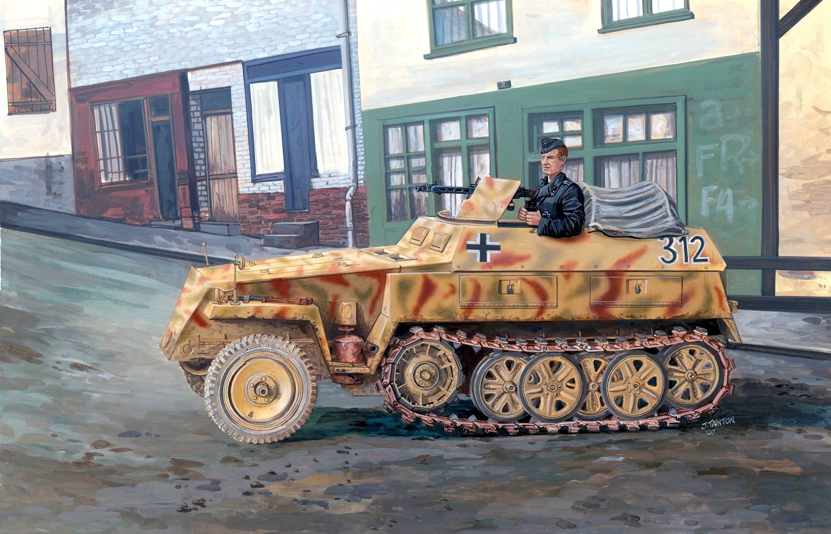 SdKfz 250 half-track military vehicle painting HD Wallpaper