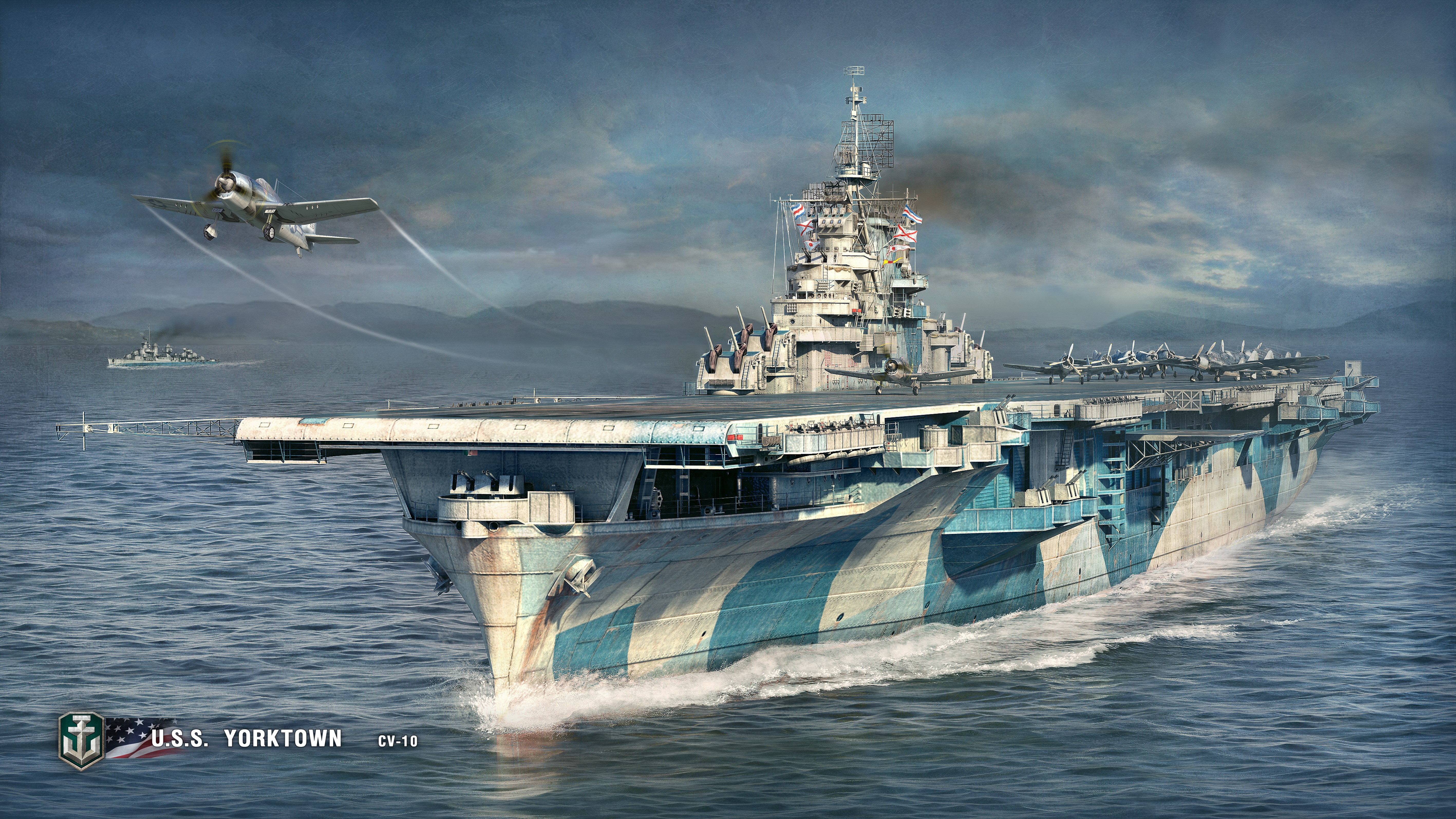 U.S.S. Yorktown CV-10 Aircraft Carrier in World of Warships HD Wallpaper