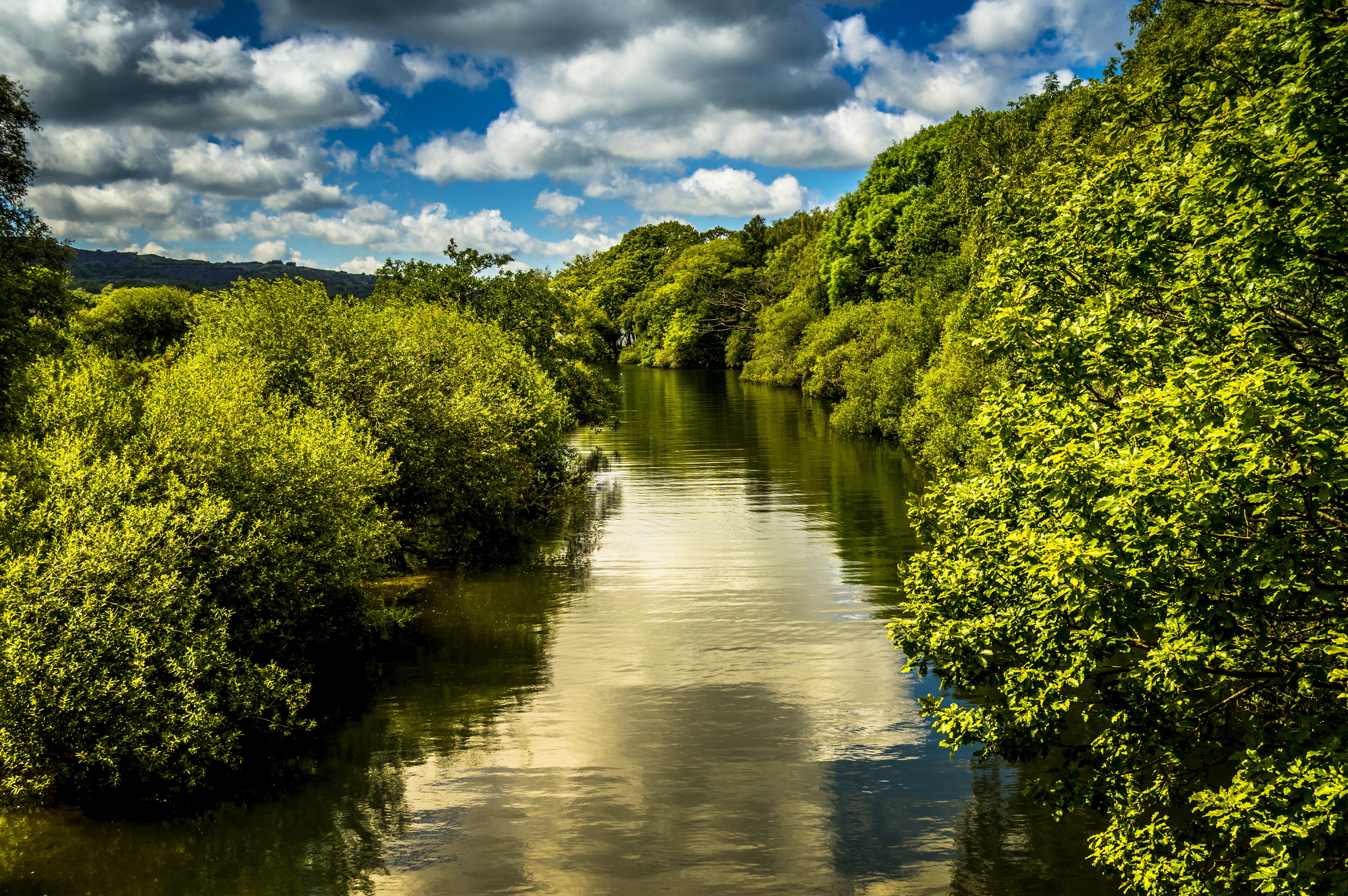 River and trees in Llanberis, United Kingdom HD Wallpaper