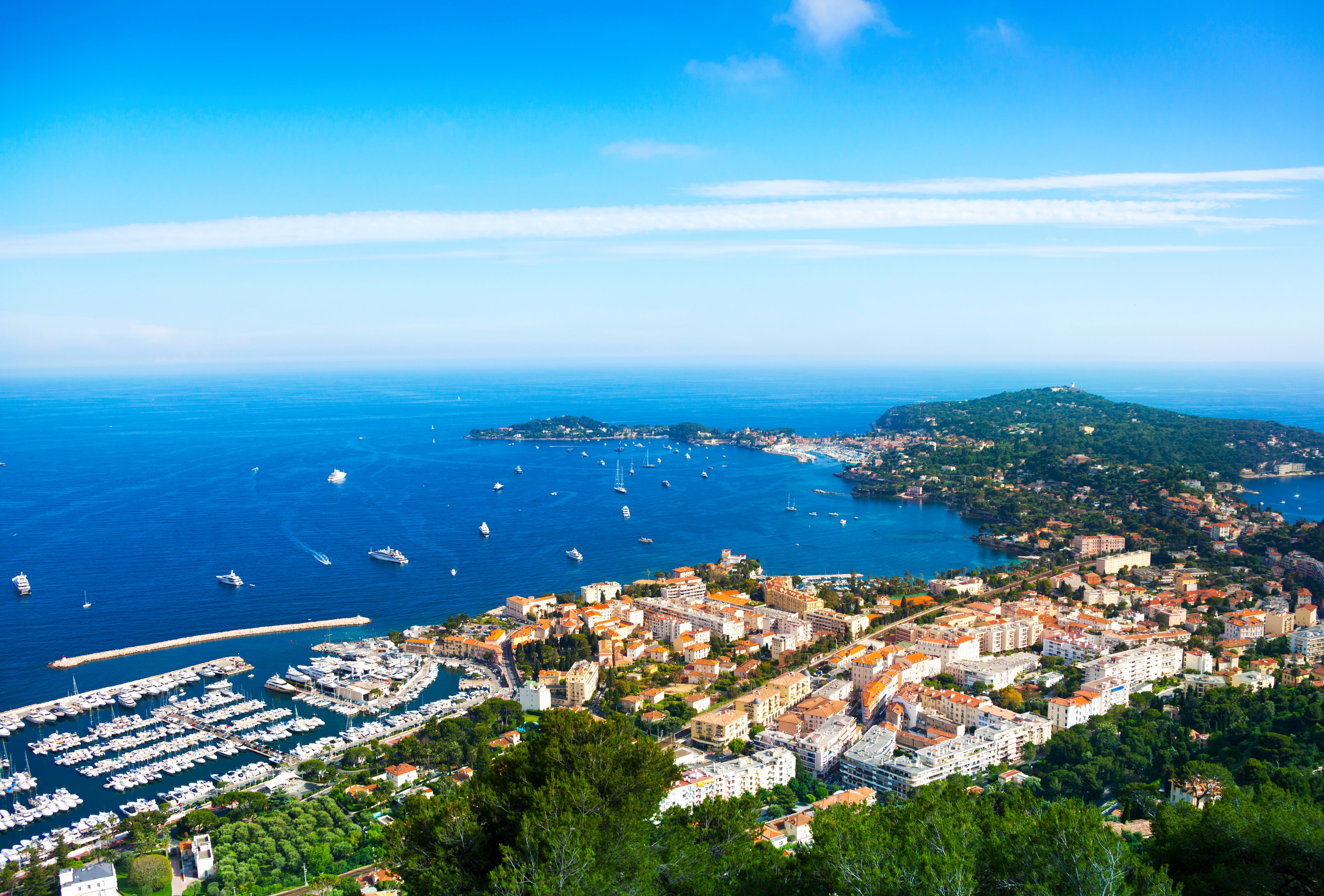 View of Nice, France with Marinas and Houses HD Wallpaper
