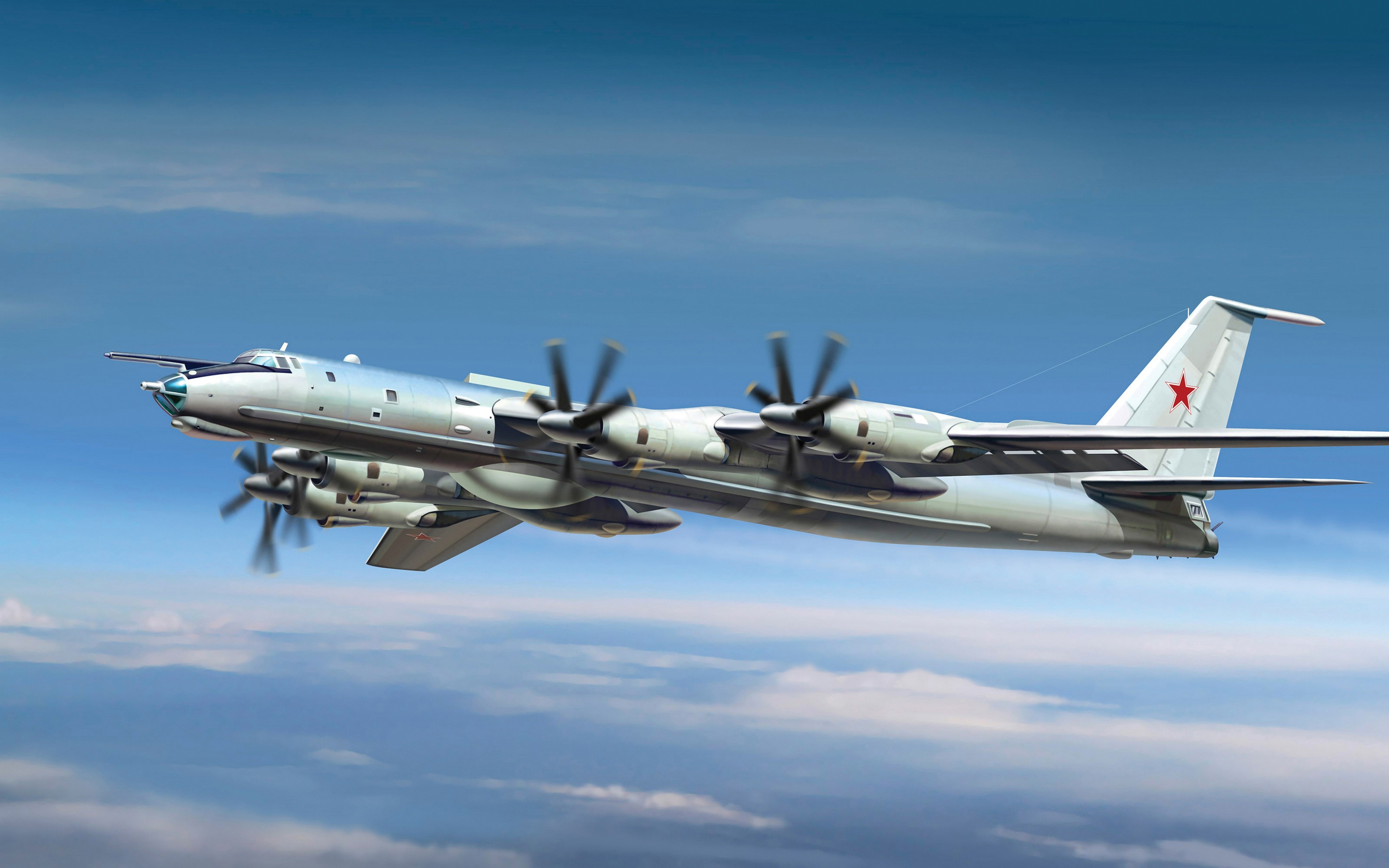 Tu-142M3 Bear Airplane in Flight HD Wallpaper