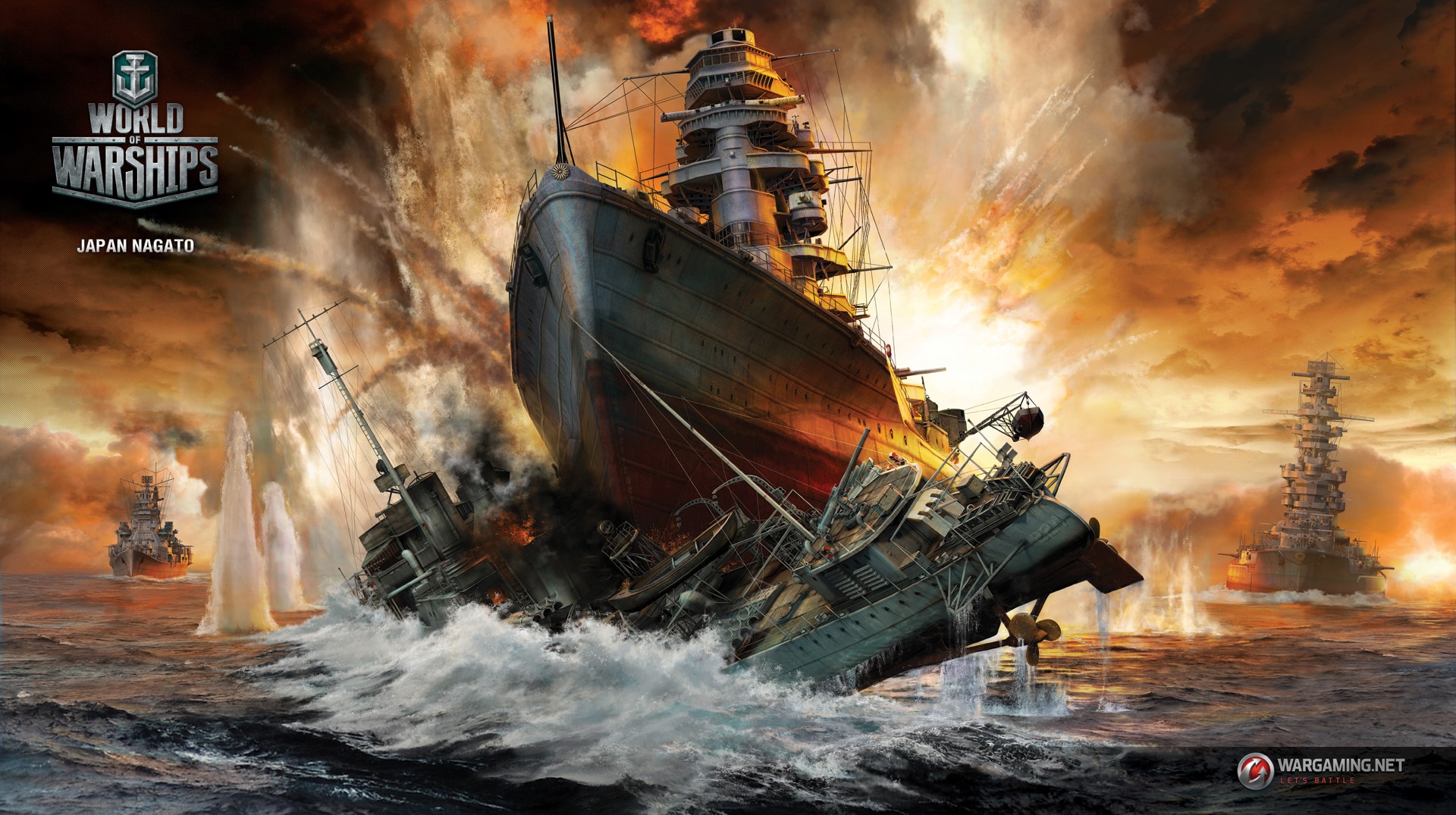 World of Warships Japan Nagato Battleship HD Wallpaper
