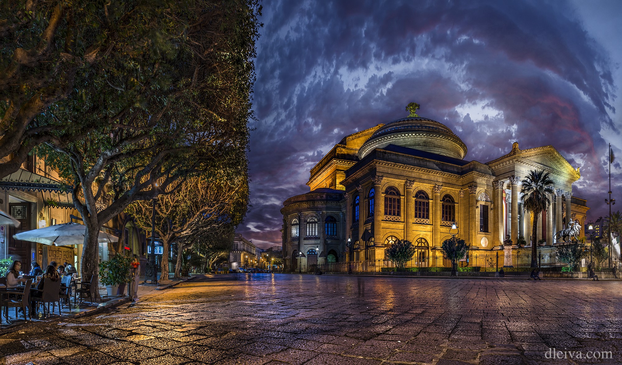 Teatro Massimo Palermo at Night HD Wallpaper