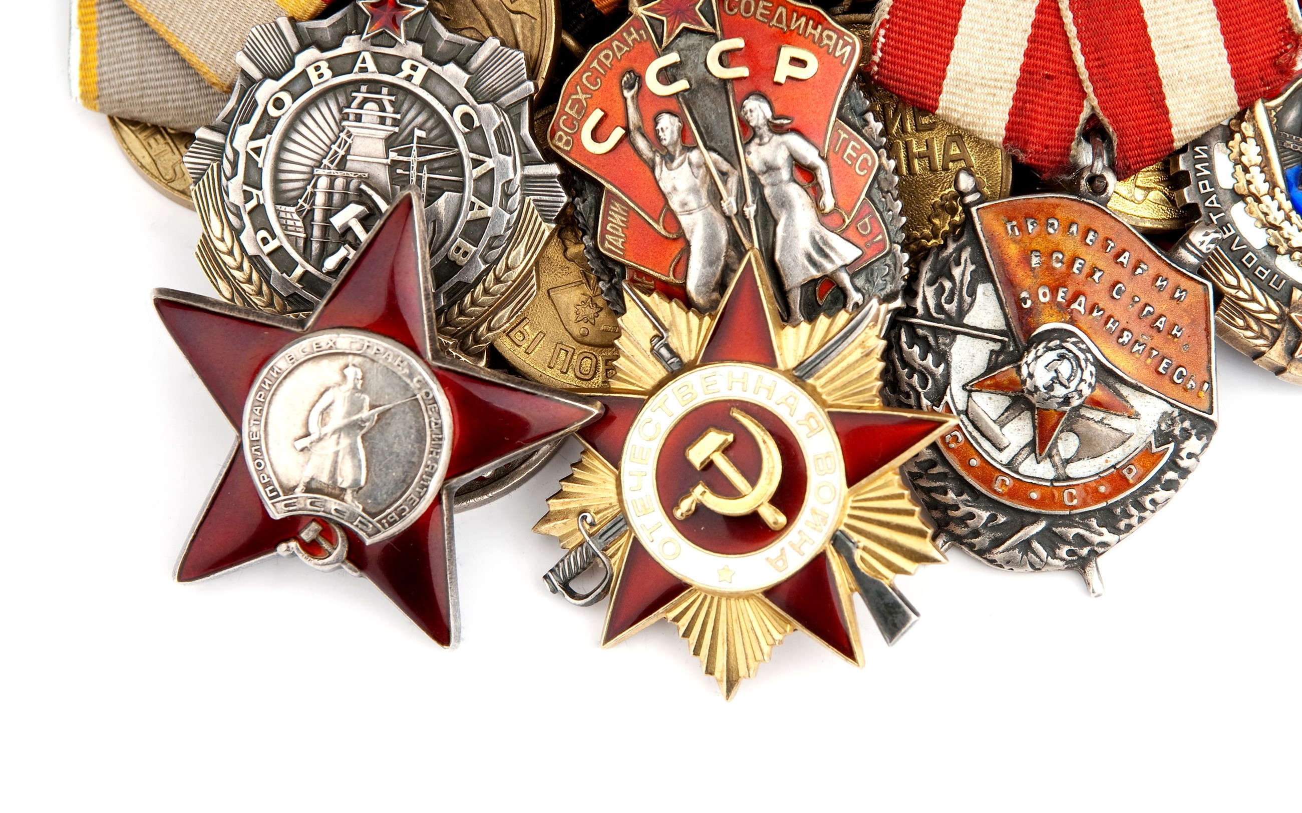 Collection of Soviet military orders and medals HD Wallpaper