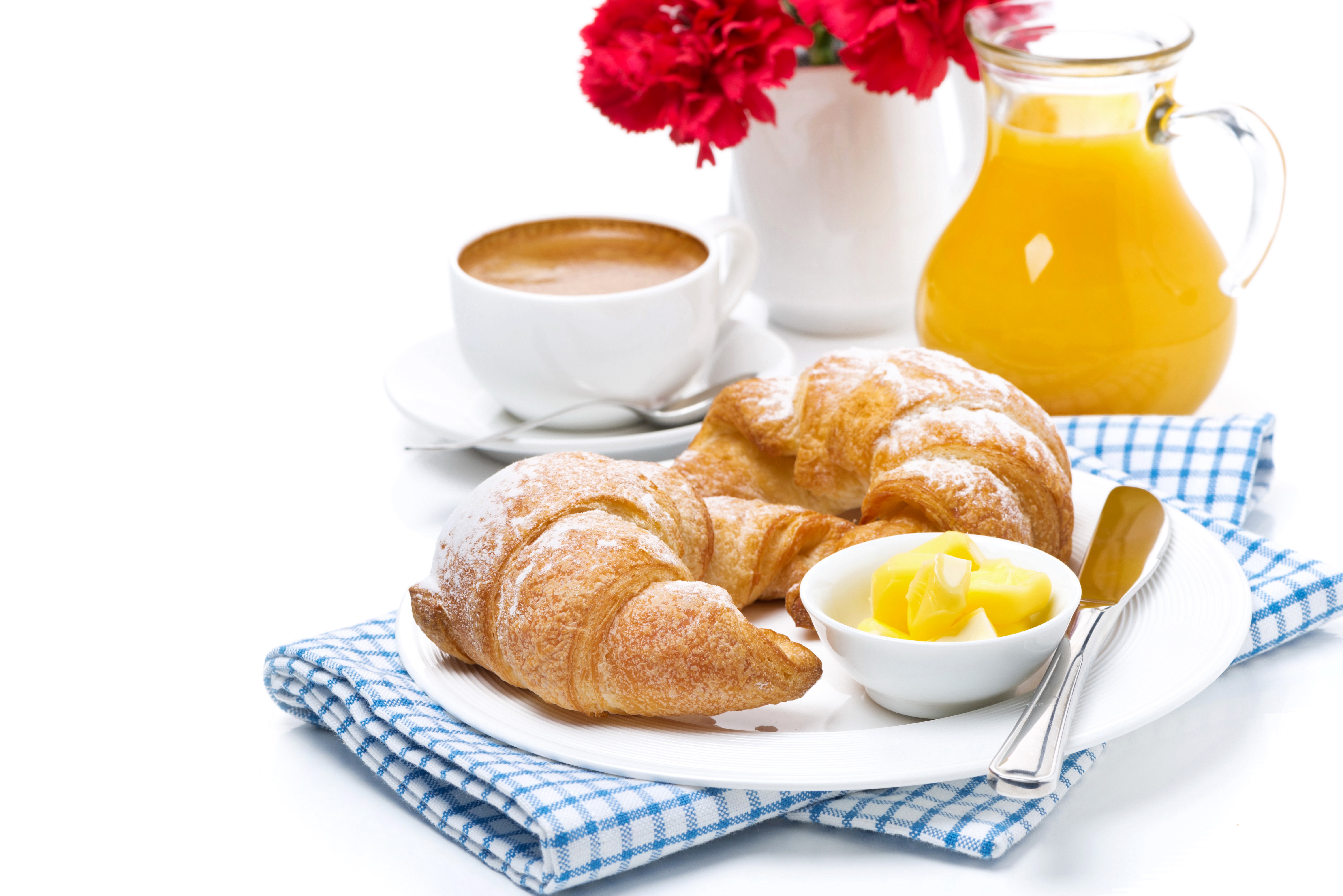 Still-life of Pastry, Coffee, and Orange Juice HD Wallpaper