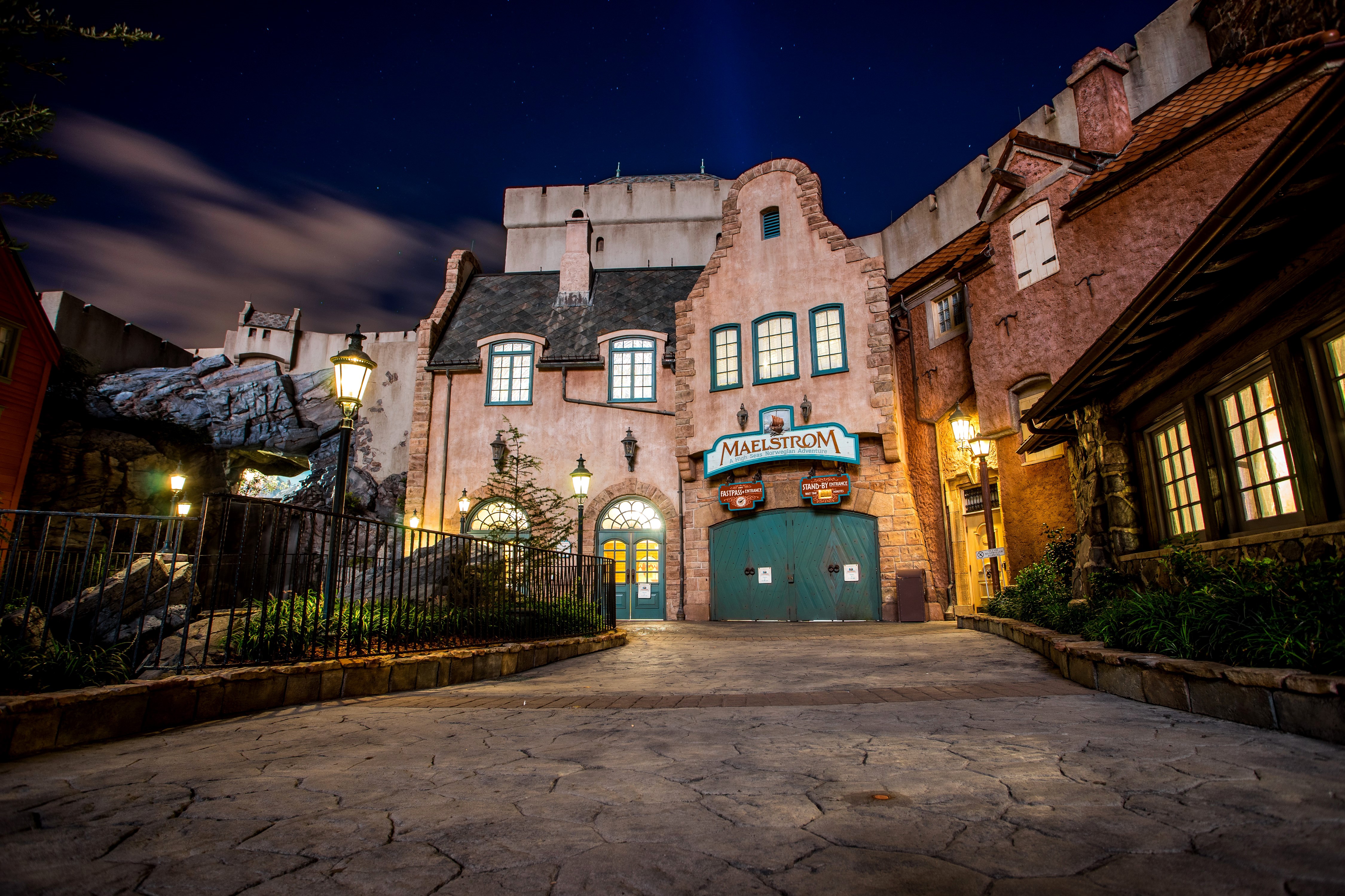 Maelstrom attraction at night in Epcot HD Wallpaper