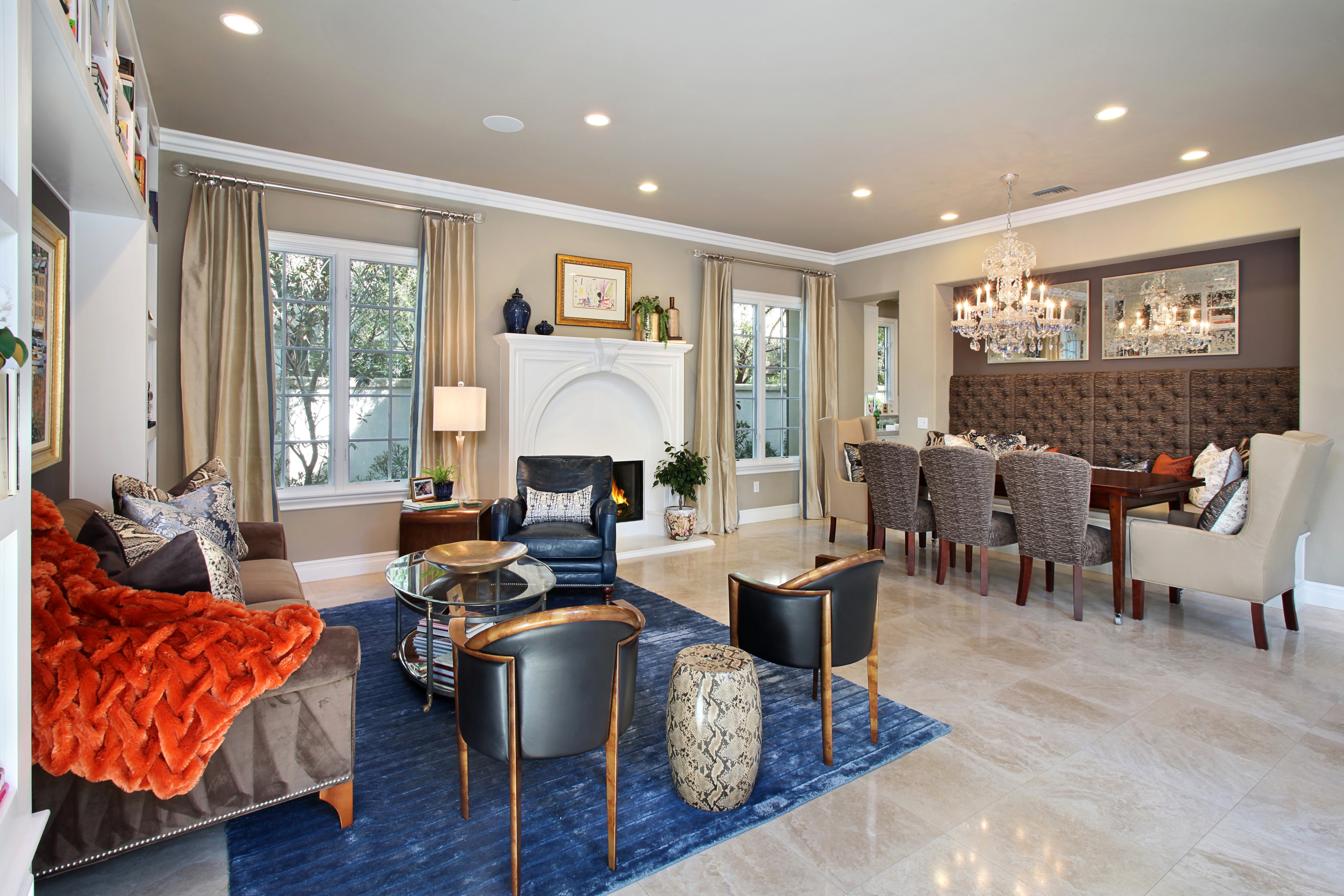 Living room and dining room interior design HD Wallpaper