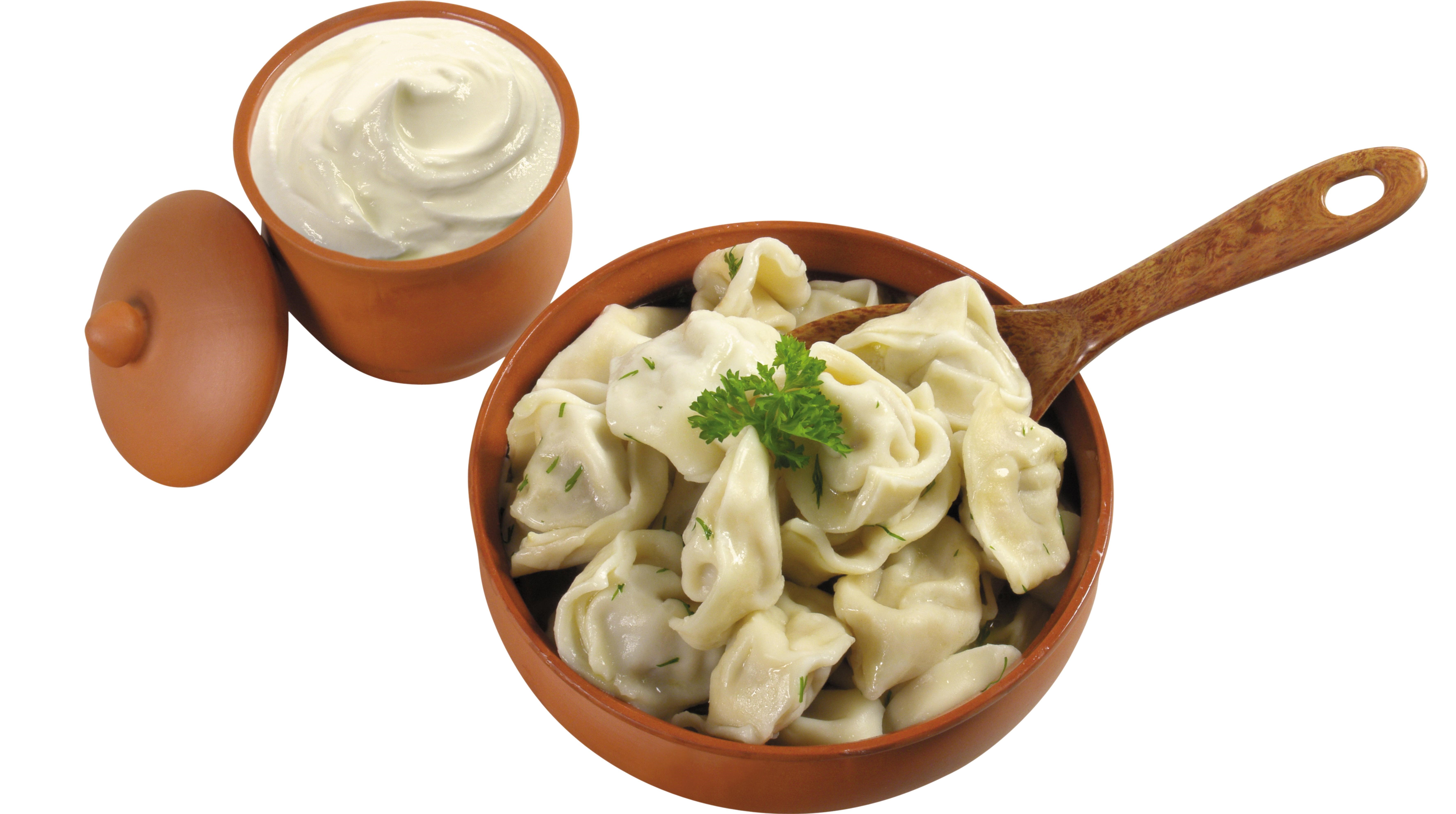 Dumplings with sour cream HD Wallpaper