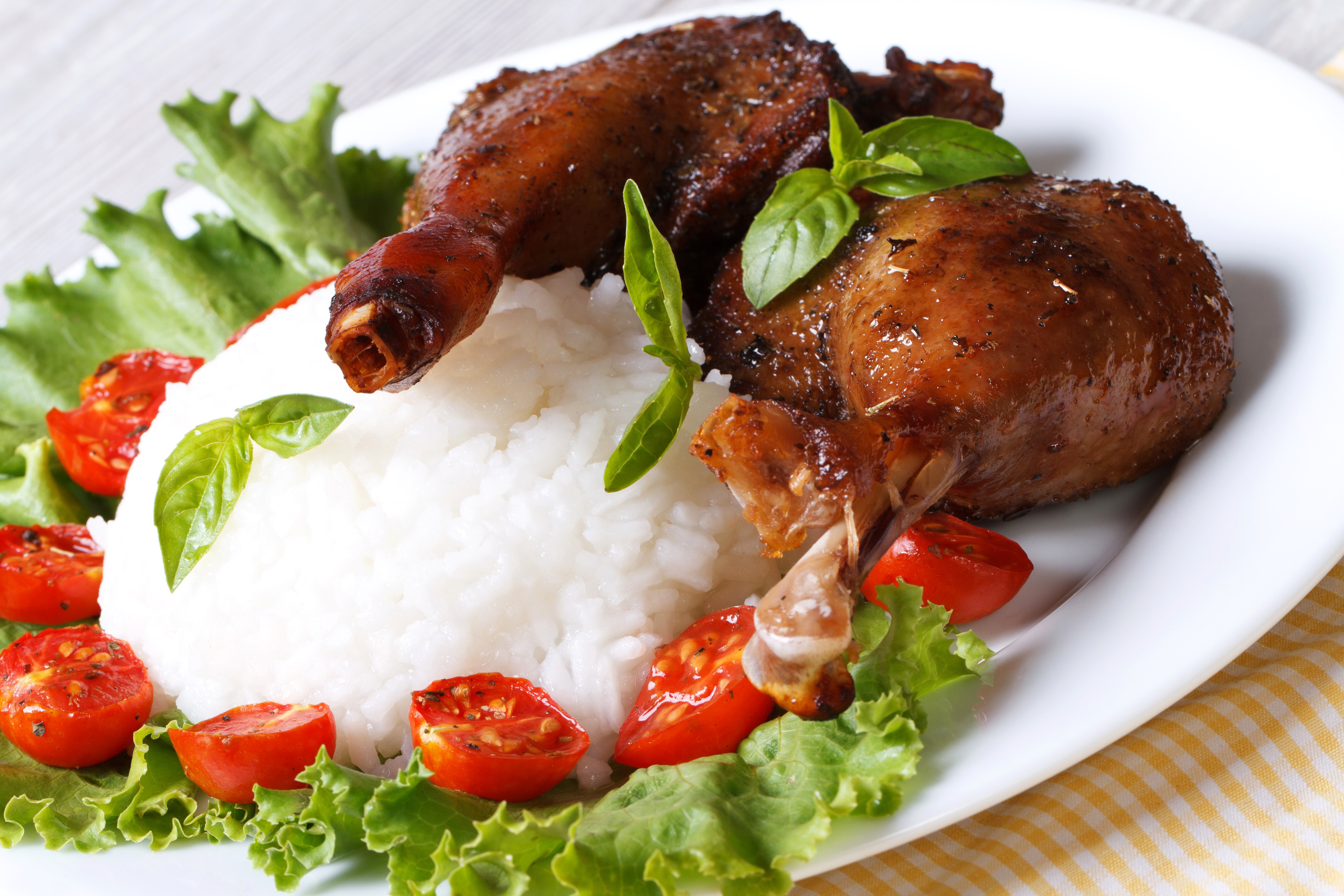 Roast Chicken with Rice and Tomatoes HD Wallpaper