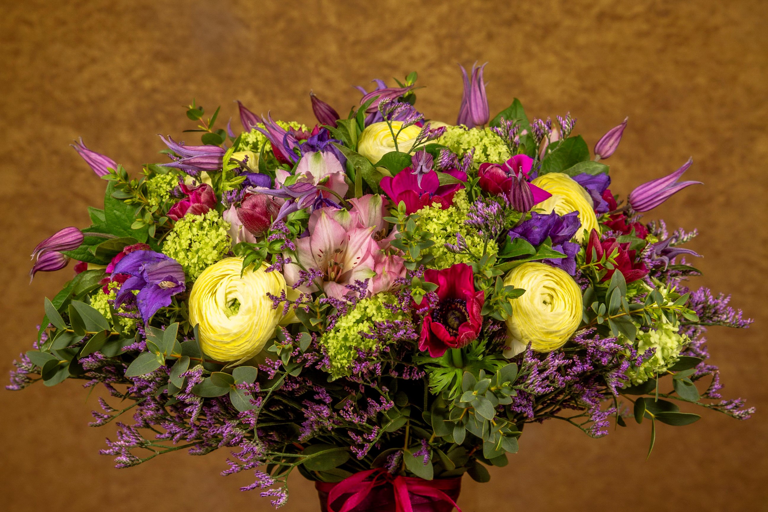 Bouquet of Ranunculus, Anemones, and Alstroemeria HD Wallpaper