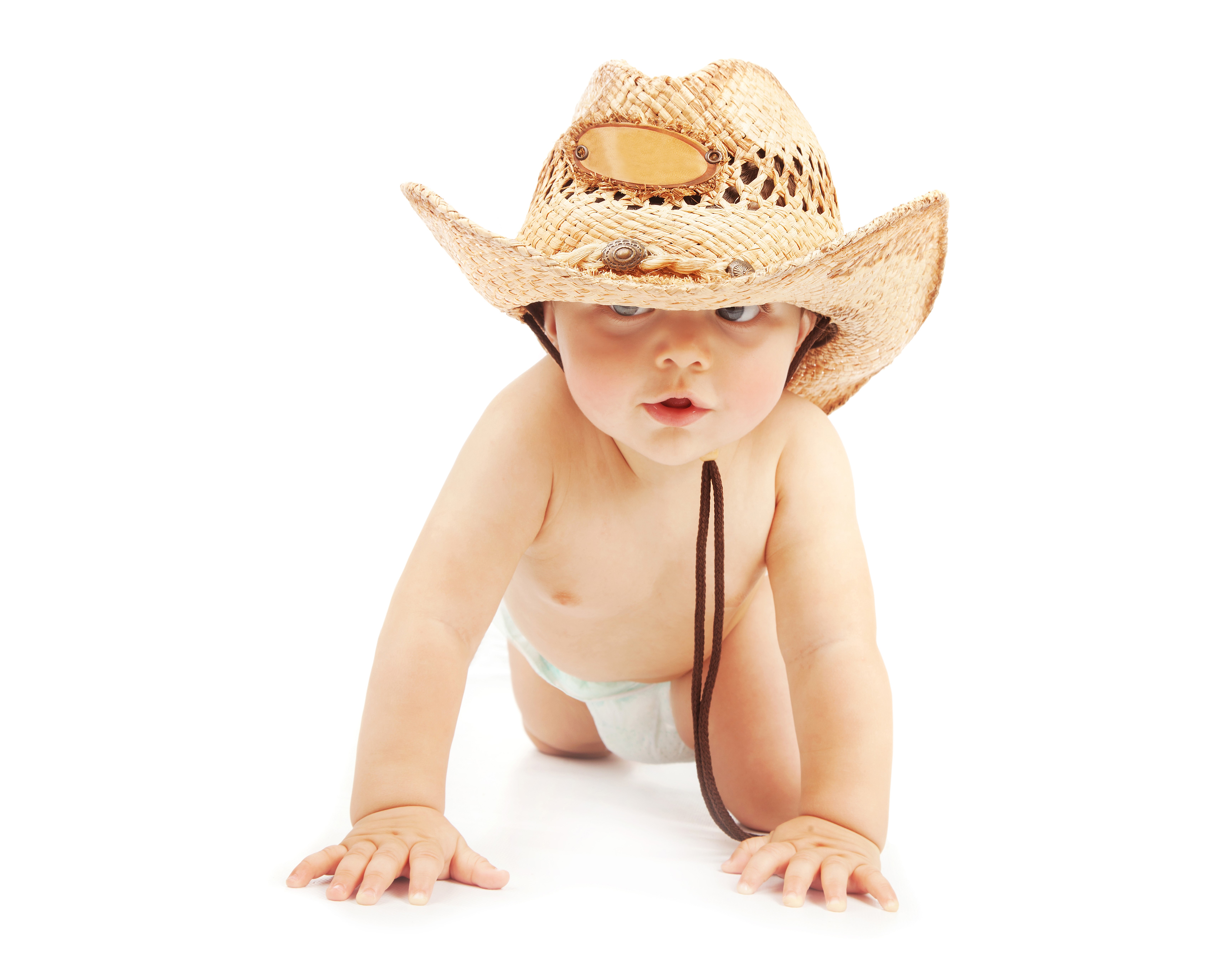 Baby boy wearing a cowboy hat HD Wallpaper