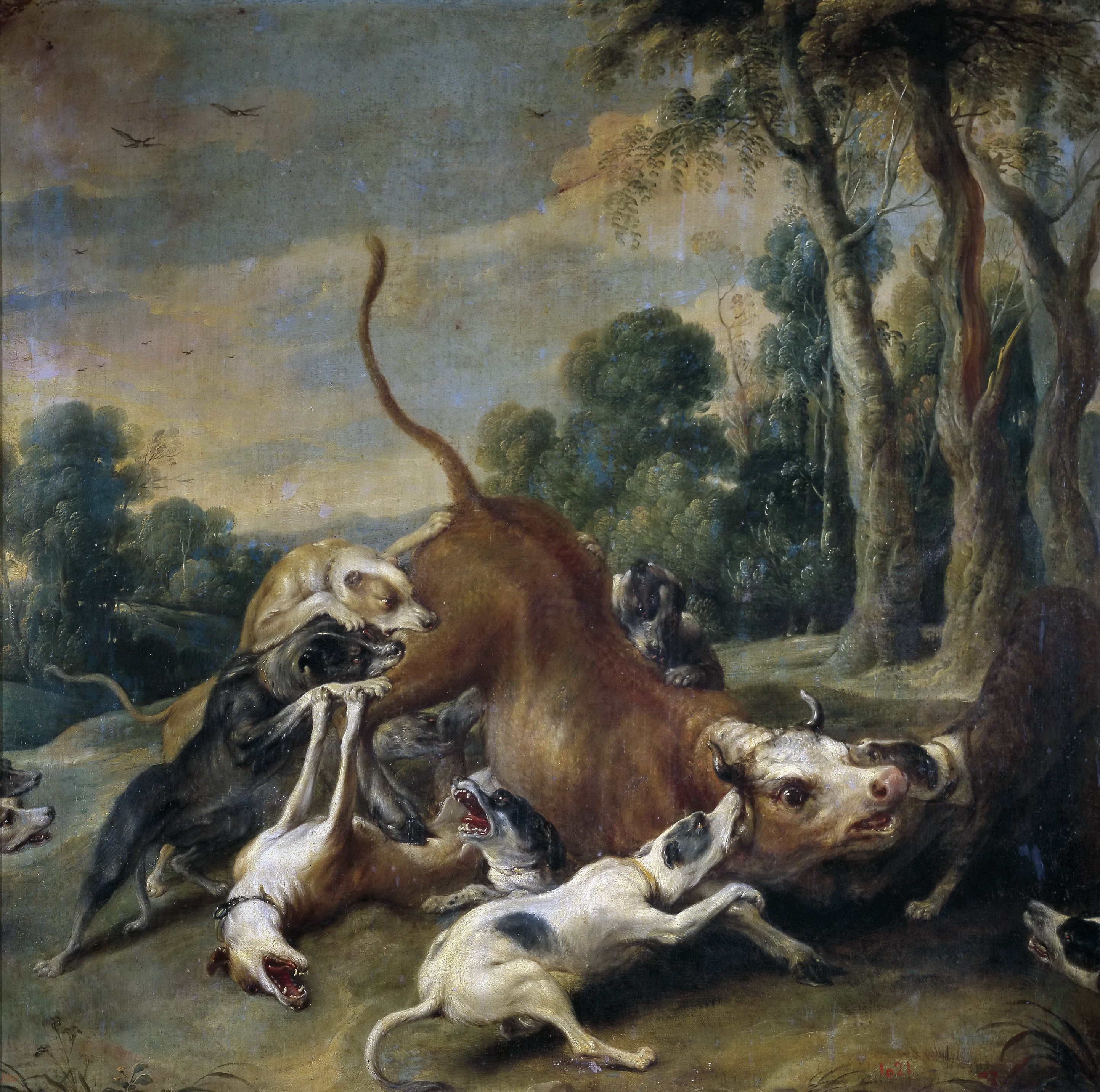 Frans Snyders' Hunted Bull Painting HD Wallpaper