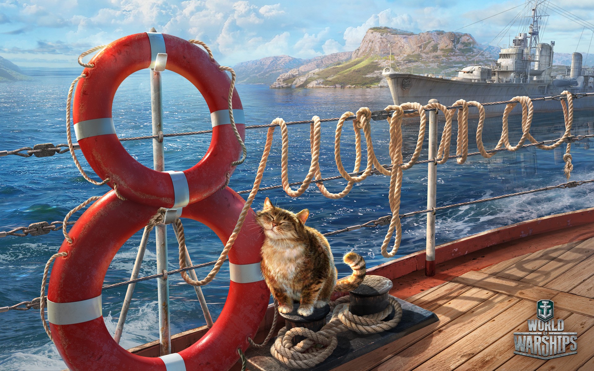 Cat on a ship in World of Warships HD Wallpaper