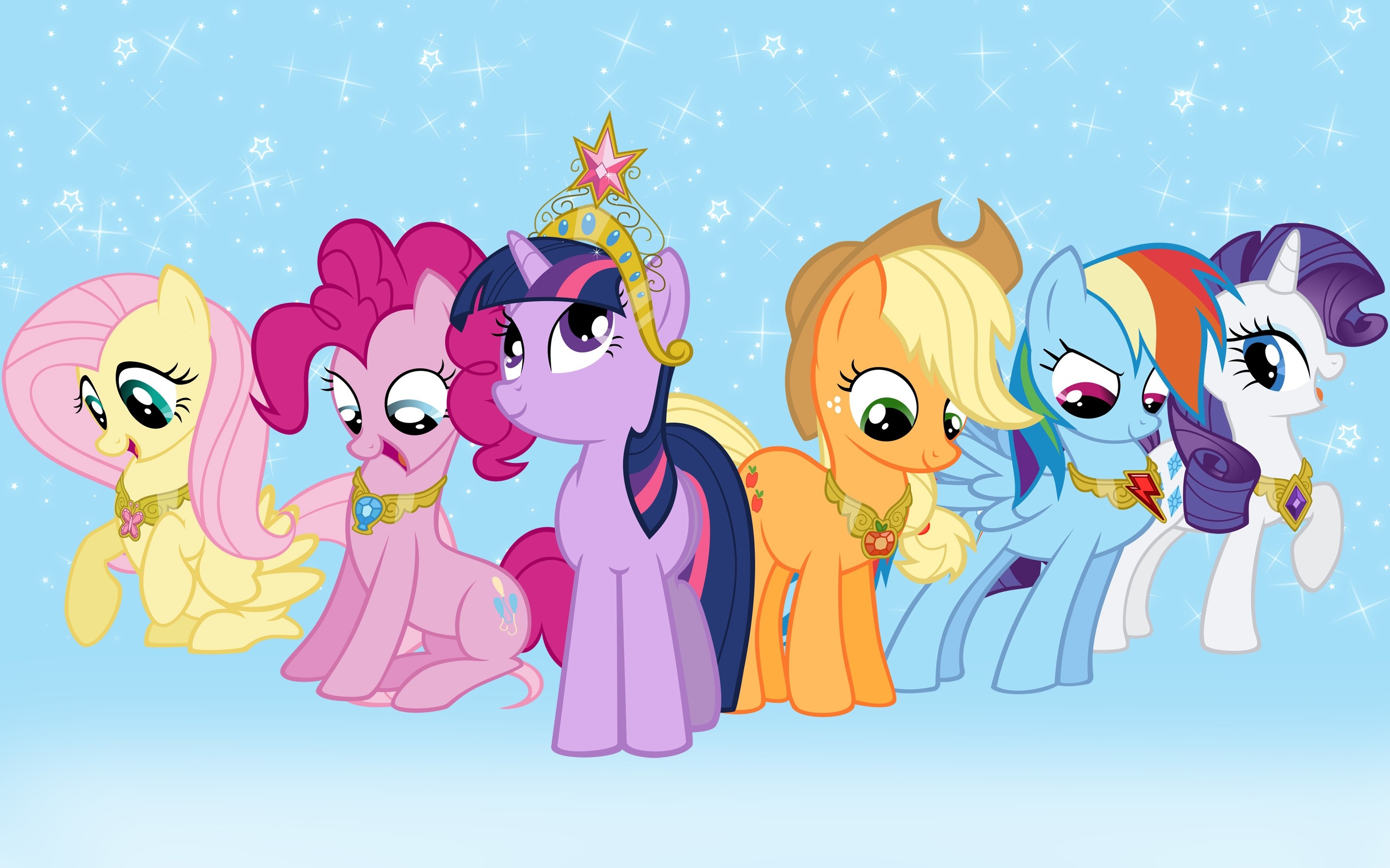 My Little Pony characters with crowns and necklaces HD Wallpaper