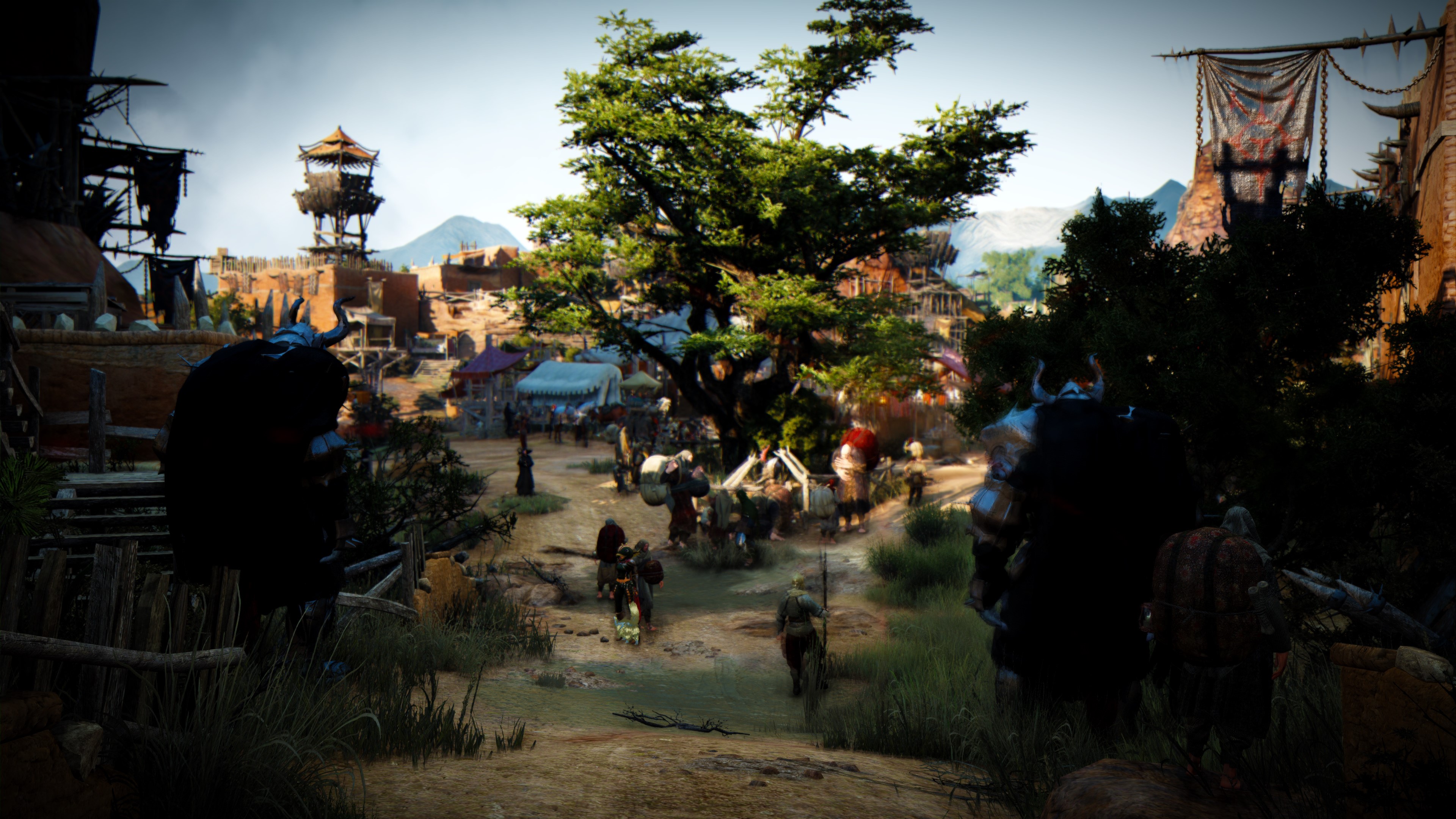 4K Black Desert Village Scene HD Wallpaper
