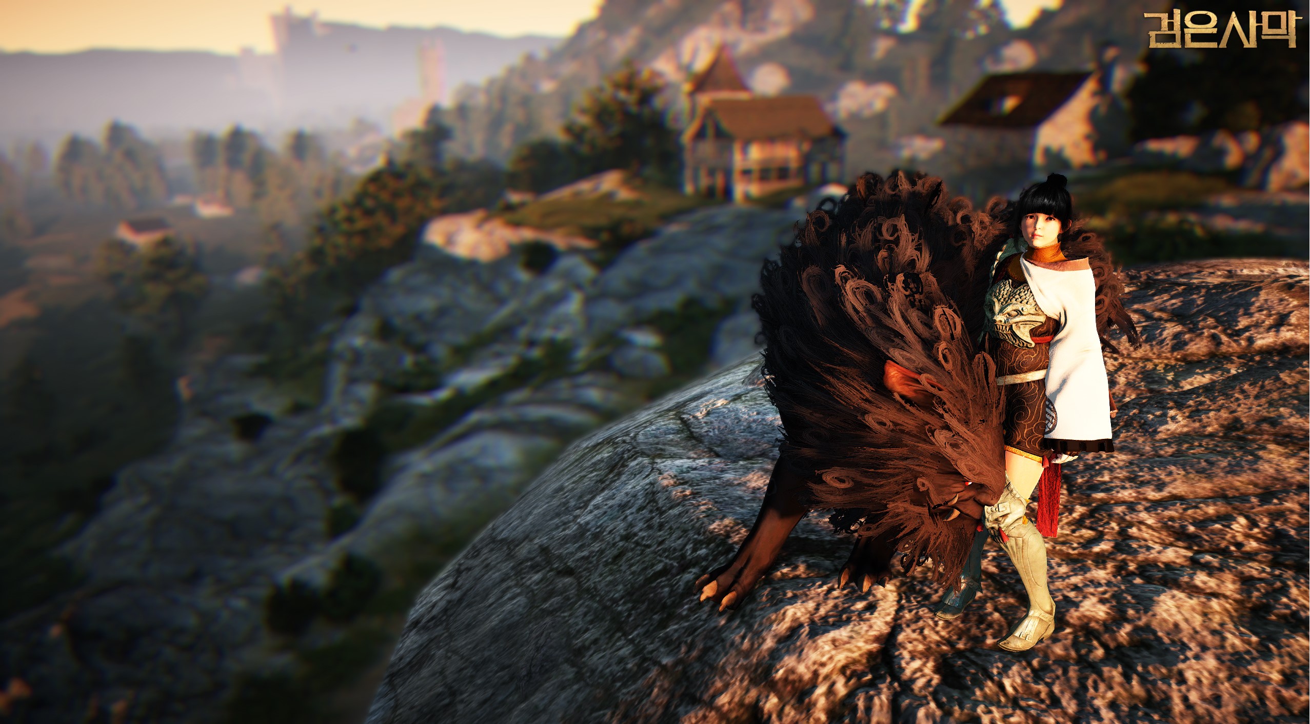 Black Desert character with a large feathered creature HD Wallpaper